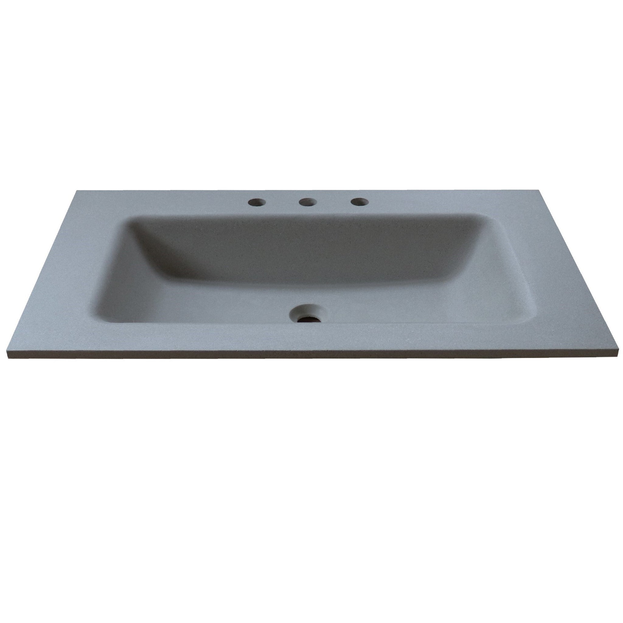 Bellaterra Home, Bellaterra Home 37" x 22" Gray Concrete Three Hole Vanity Top With Integrated Rectangular Sink