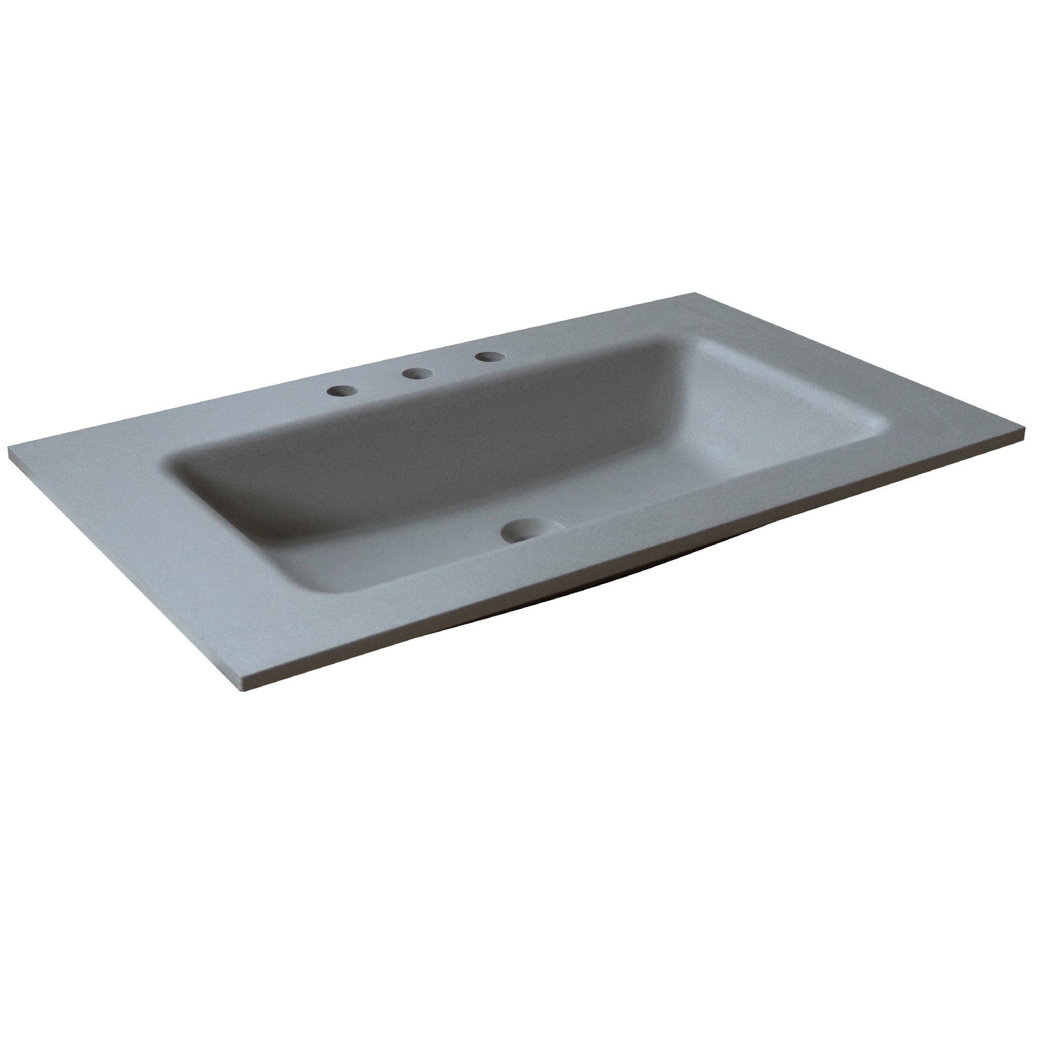 Bellaterra Home, Bellaterra Home 37" x 22" Gray Concrete Three Hole Vanity Top With Integrated Rectangular Sink