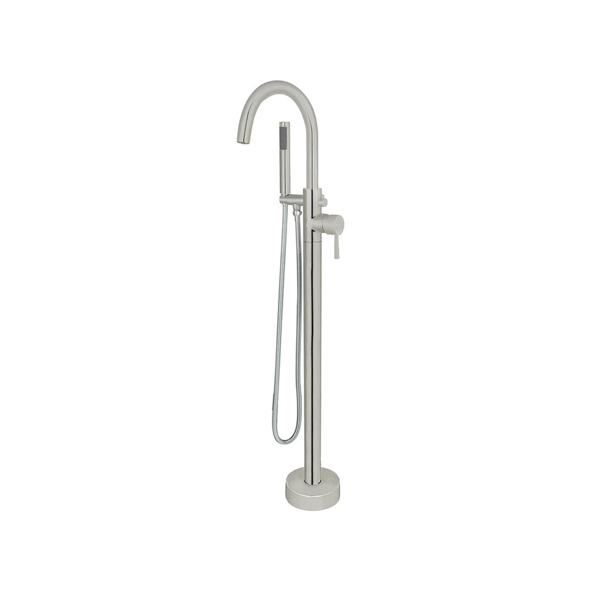 Bellaterra Home, Bellaterra Home 45" Single-Handle Floor-Mount Freestanding Brushed Nickel Bathtub Faucet With Hand Shower