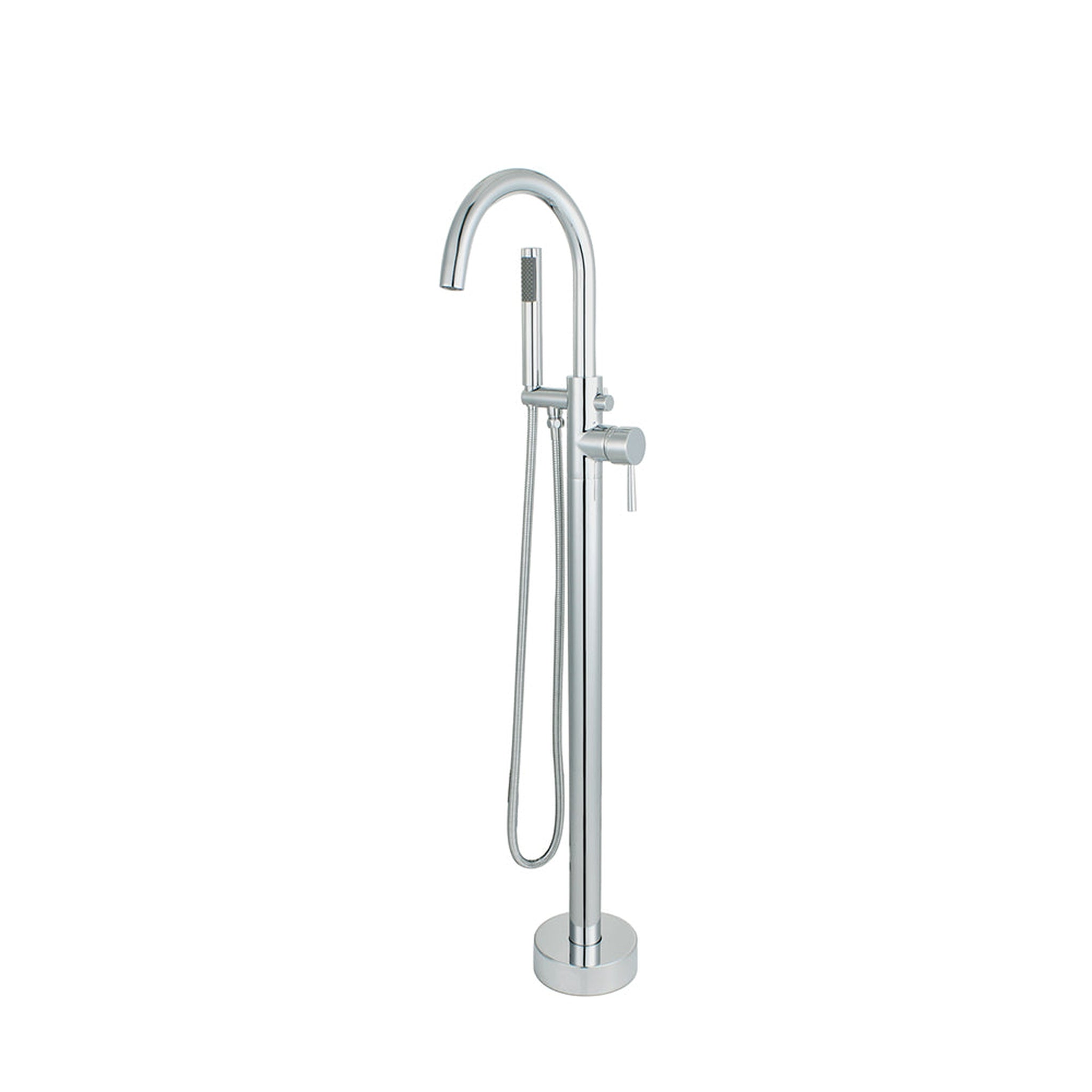 Bellaterra Home, Bellaterra Home 45" Single-Handle Floor-Mount Freestanding Polished Chrome Bathtub Faucet With Hand Shower