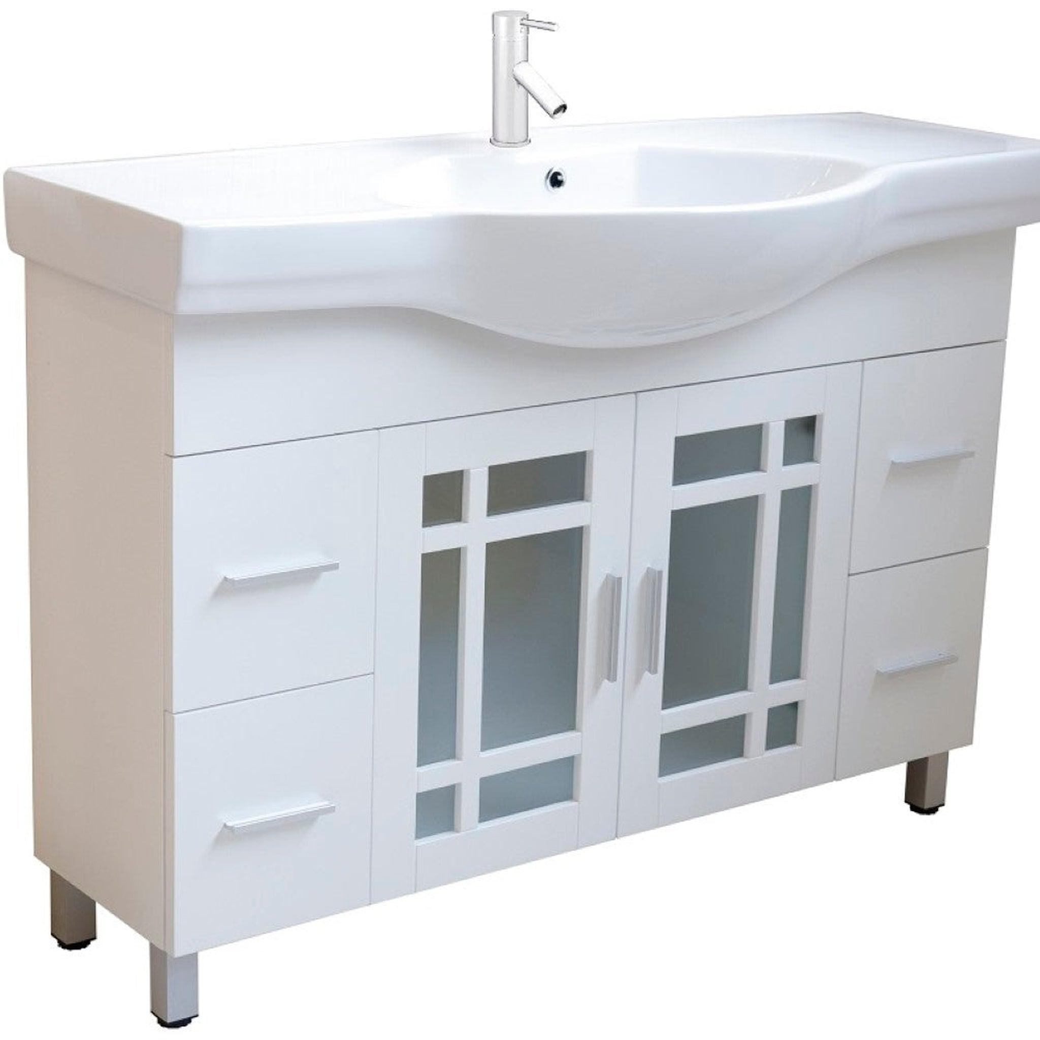 Bellaterra Home, Bellaterra Home 48" 2-Door 4-Drawer White Freestanding Vanity Set With White Ceramic Euro Sink and White Ceramic  Top