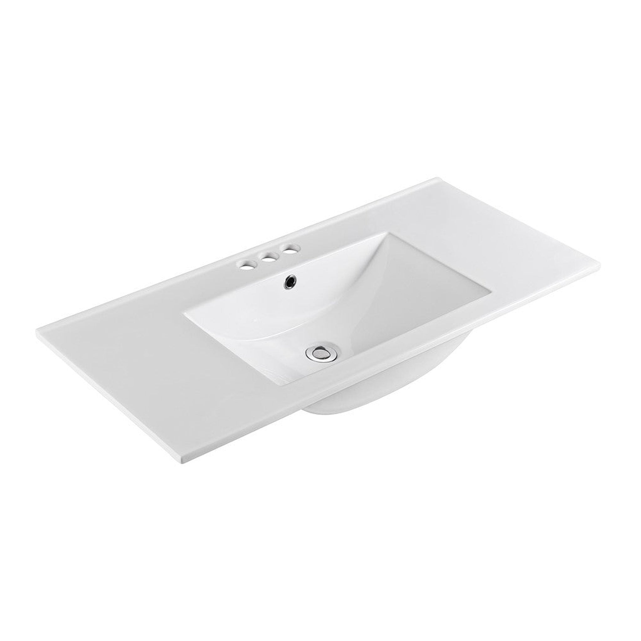 Bellaterra Home, Bellaterra Home 48" x 18" Ceramic Three Hole Vanity Top With Integrated Rectangular Sink and Overflow