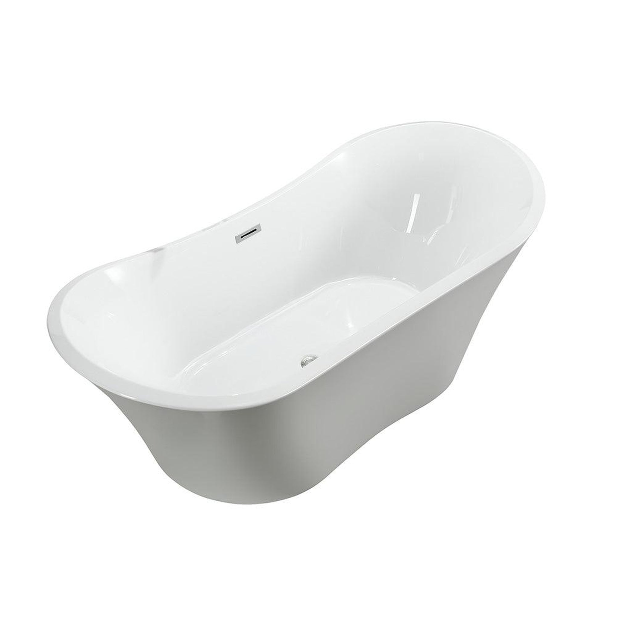 Bellaterra Home, Bellaterra Home Ancona 71" x 26" Glossy White Oval Acrylic Freestanding Double Slipper Soaking Bathtub