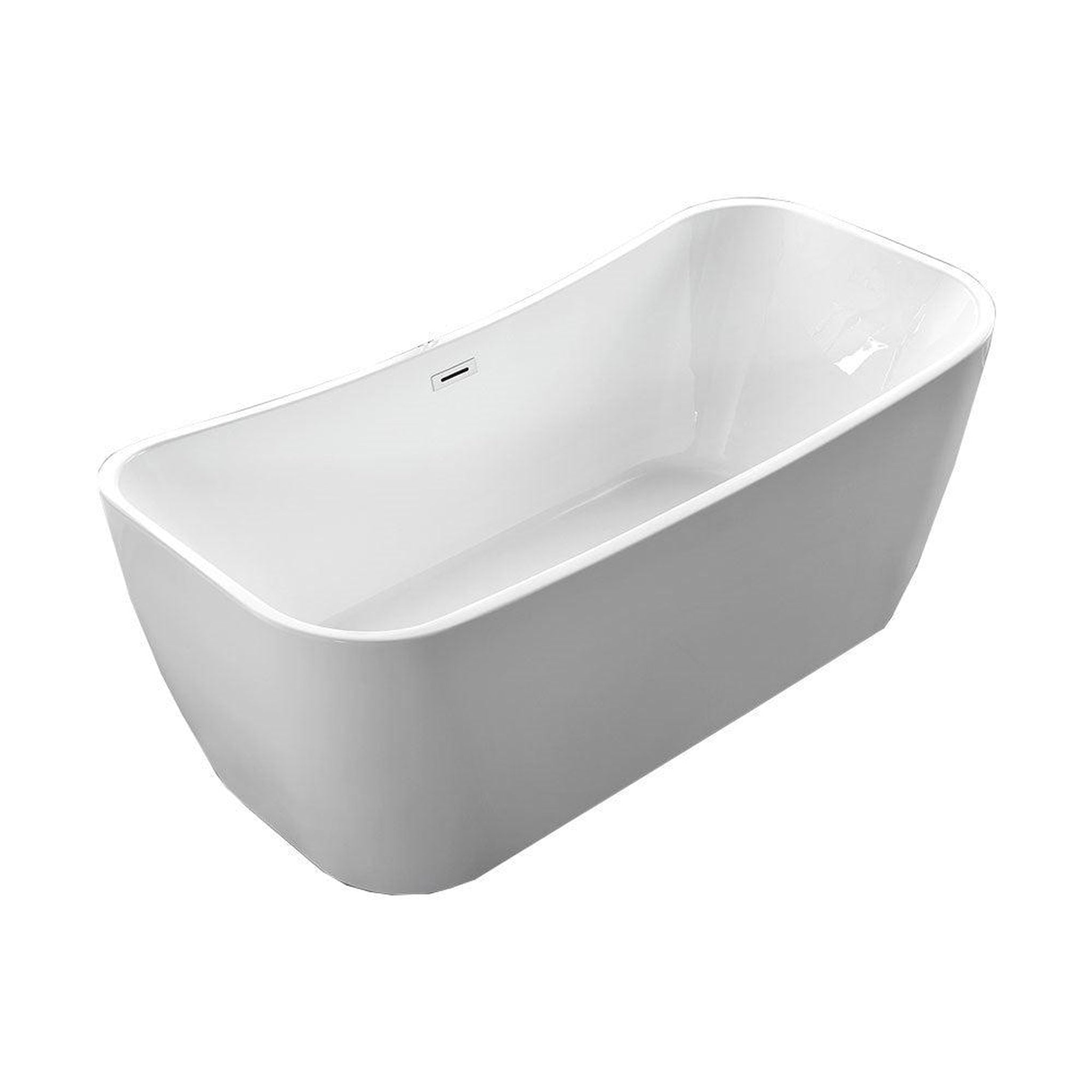 Bellaterra Home, Bellaterra Home Arles 67" x 26" White Rectangle Acrylic Freestanding Double Slipper Soaking Bathtub