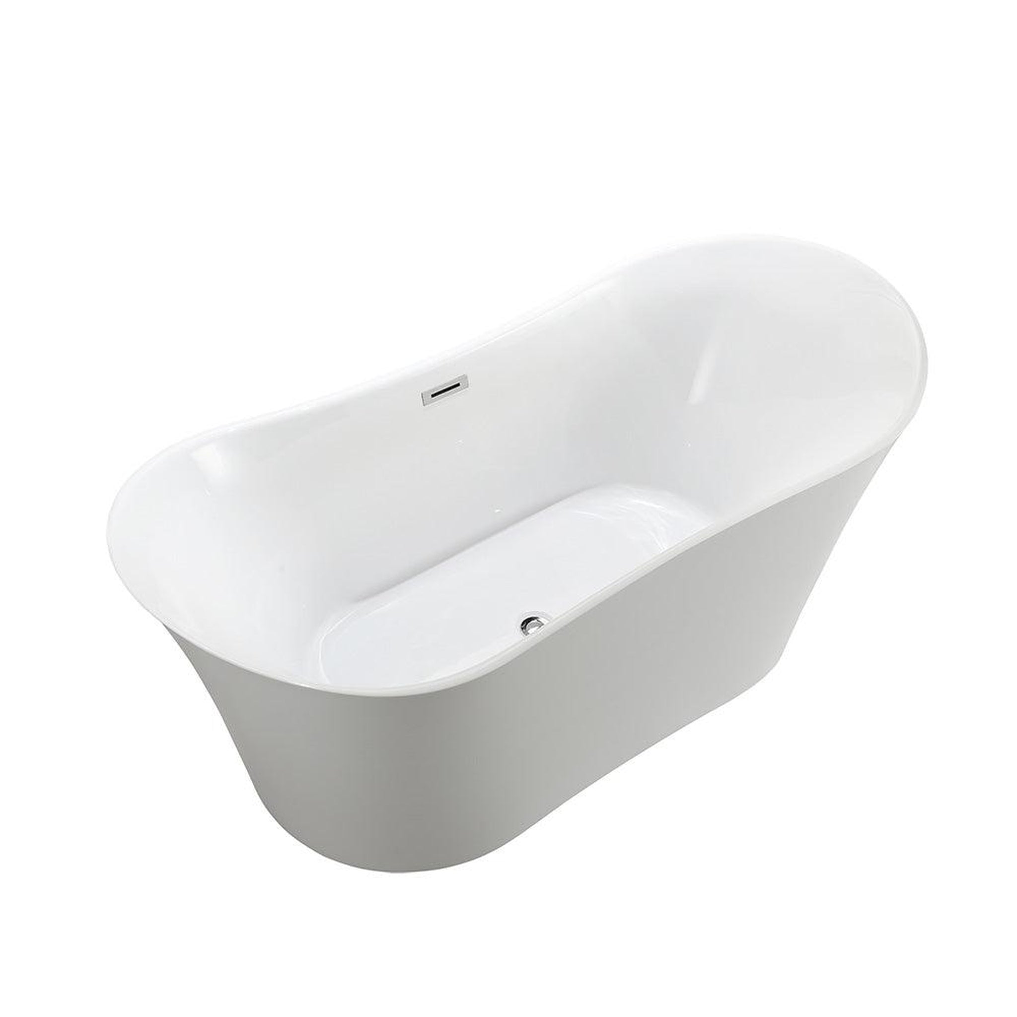 Bellaterra Home, Bellaterra Home Bergamo 67" x 30" Glossy White Oval Acrylic Freestanding Double Slipper Soaking Bathtub