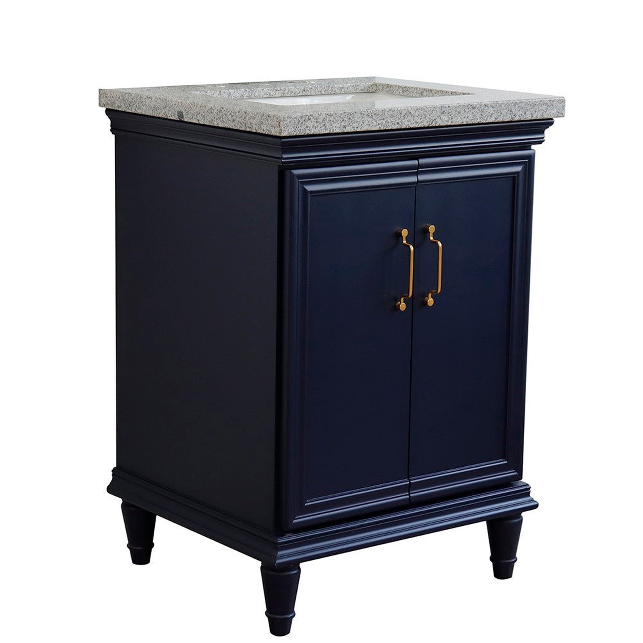 Bellaterra Home, Bellaterra Home Forli 25" 2-Door 1-Drawer Blue Freestanding Vanity Set With Ceramic Undermount Rectangular Sink And Gray Granite Top