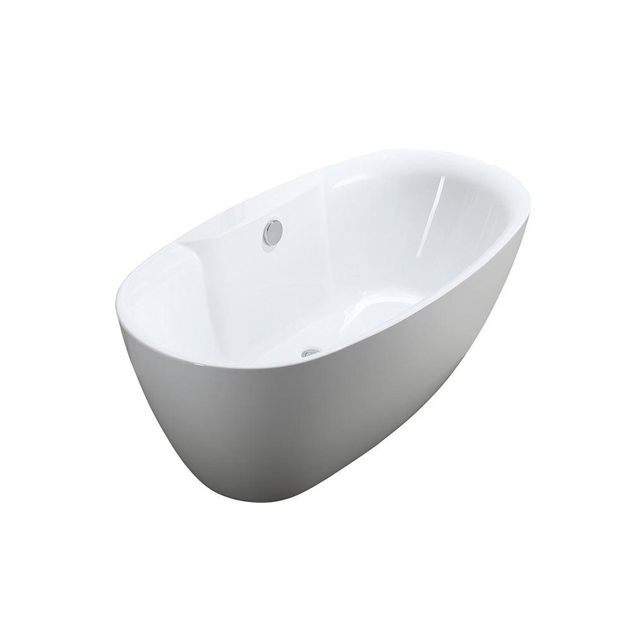 Bellaterra Home, Bellaterra Home Pisa 63" x 23" Glossy White Oval Acrylic Freestanding Soaking Bathtub