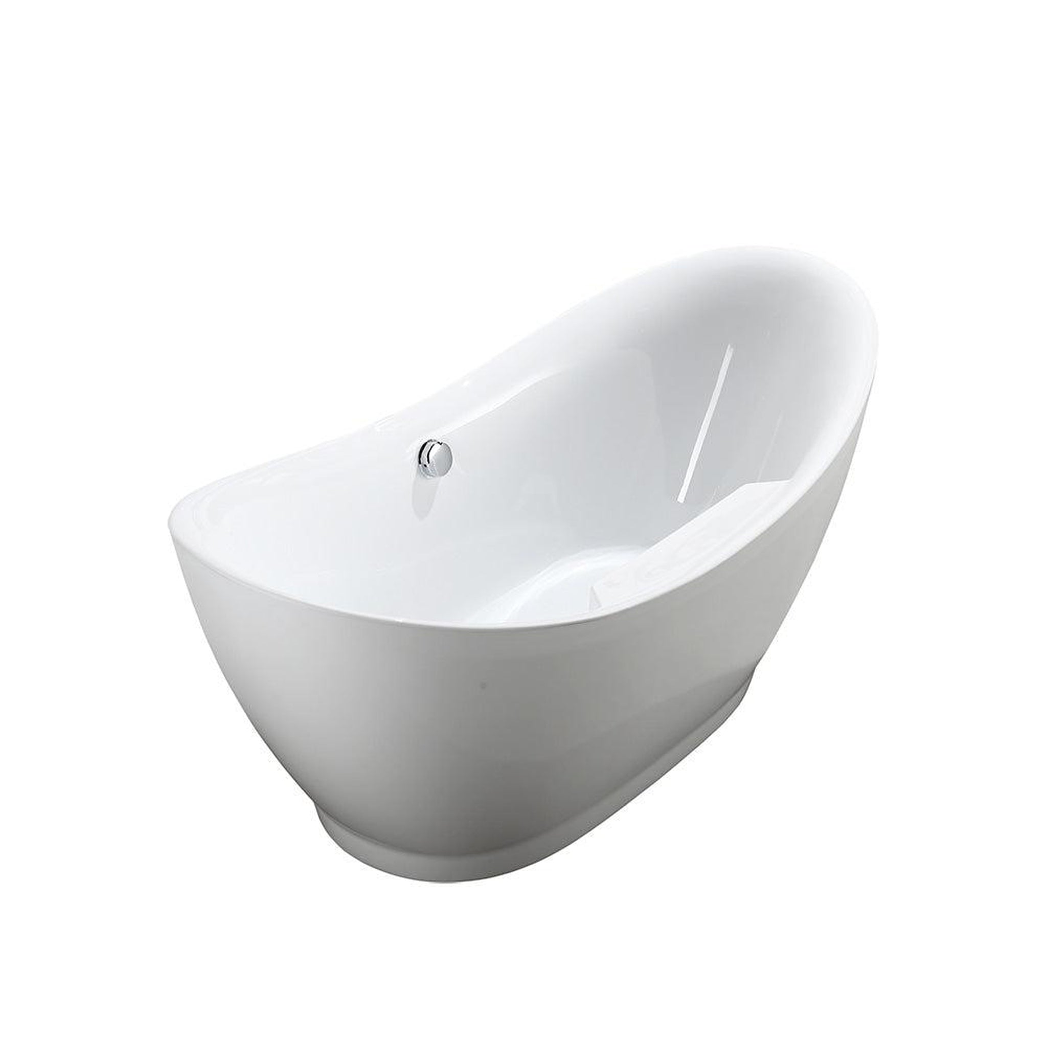 Bellaterra Home, Bellaterra Home Salerno 68" x 32" Glossy White Oval Acrylic Freestanding Double Slipper Soaking Bathtub