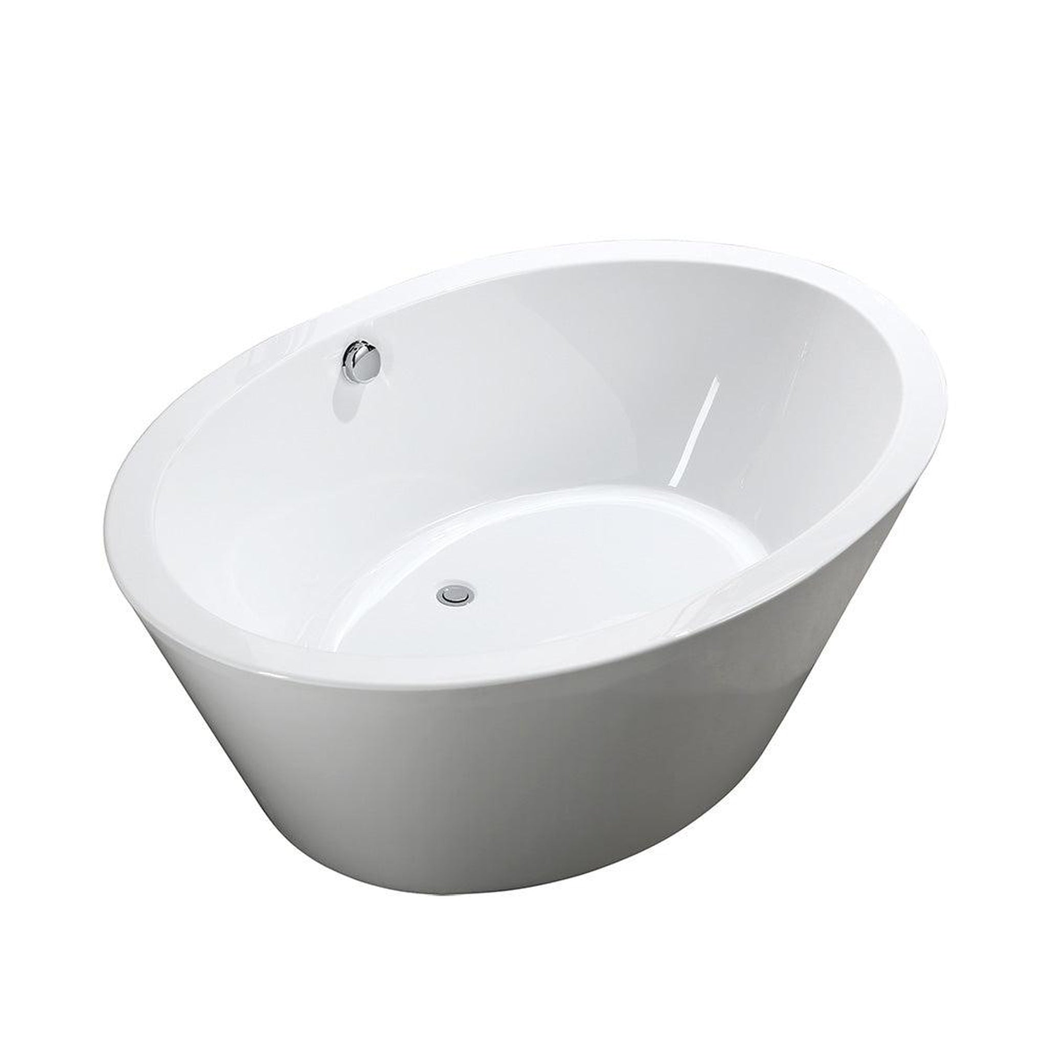 Bellaterra Home, Bellaterra Home Udine 67" x 24" Glossy White Oval Acrylic Freestanding Soaking Bathtub