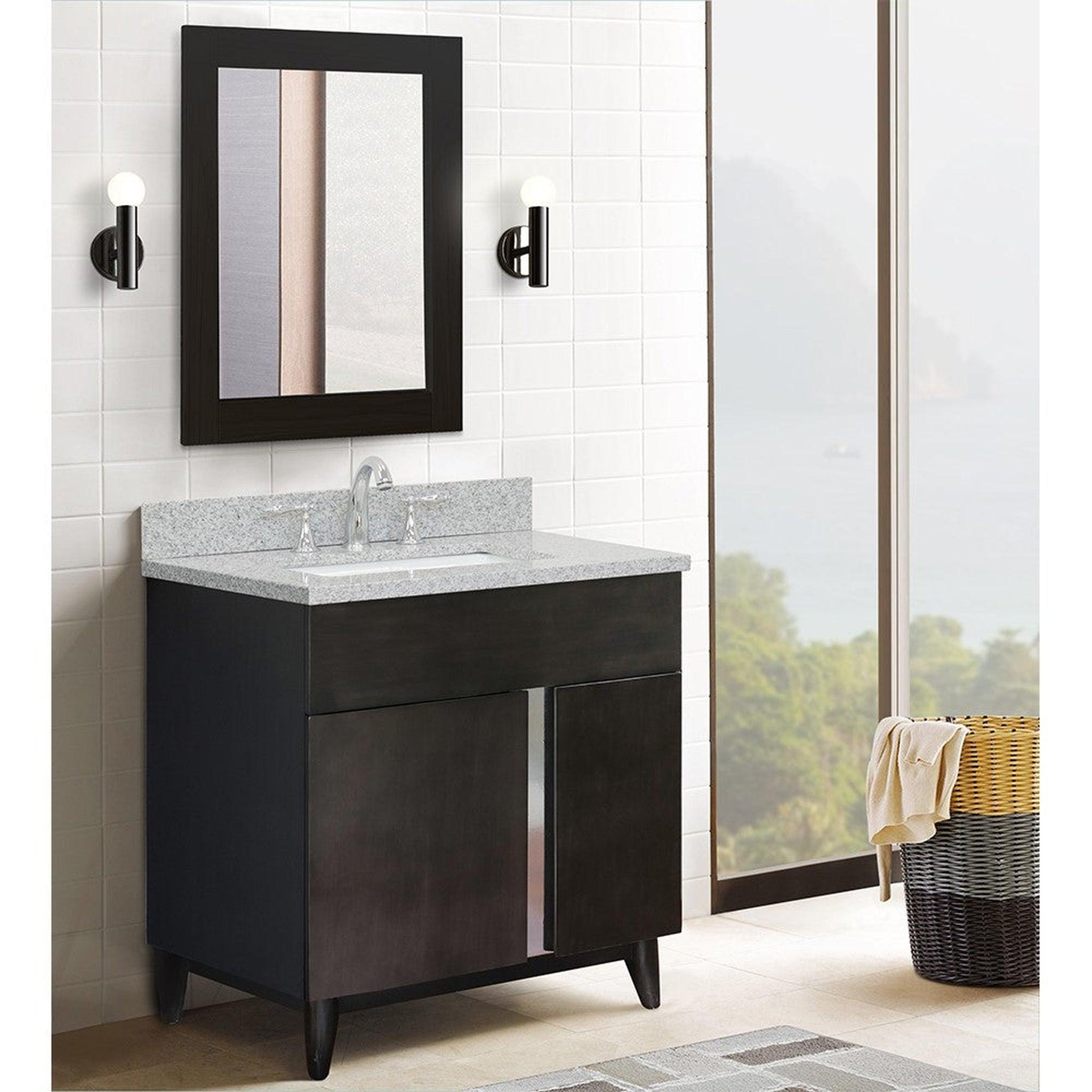 Bellaterra Home, Bellaterra Home Urban 31" 1-Door 2-Drawer Silvery Brown Freestanding Vanity Set With Ceramic Undermount Rectangular Sink and Gray Granite Top