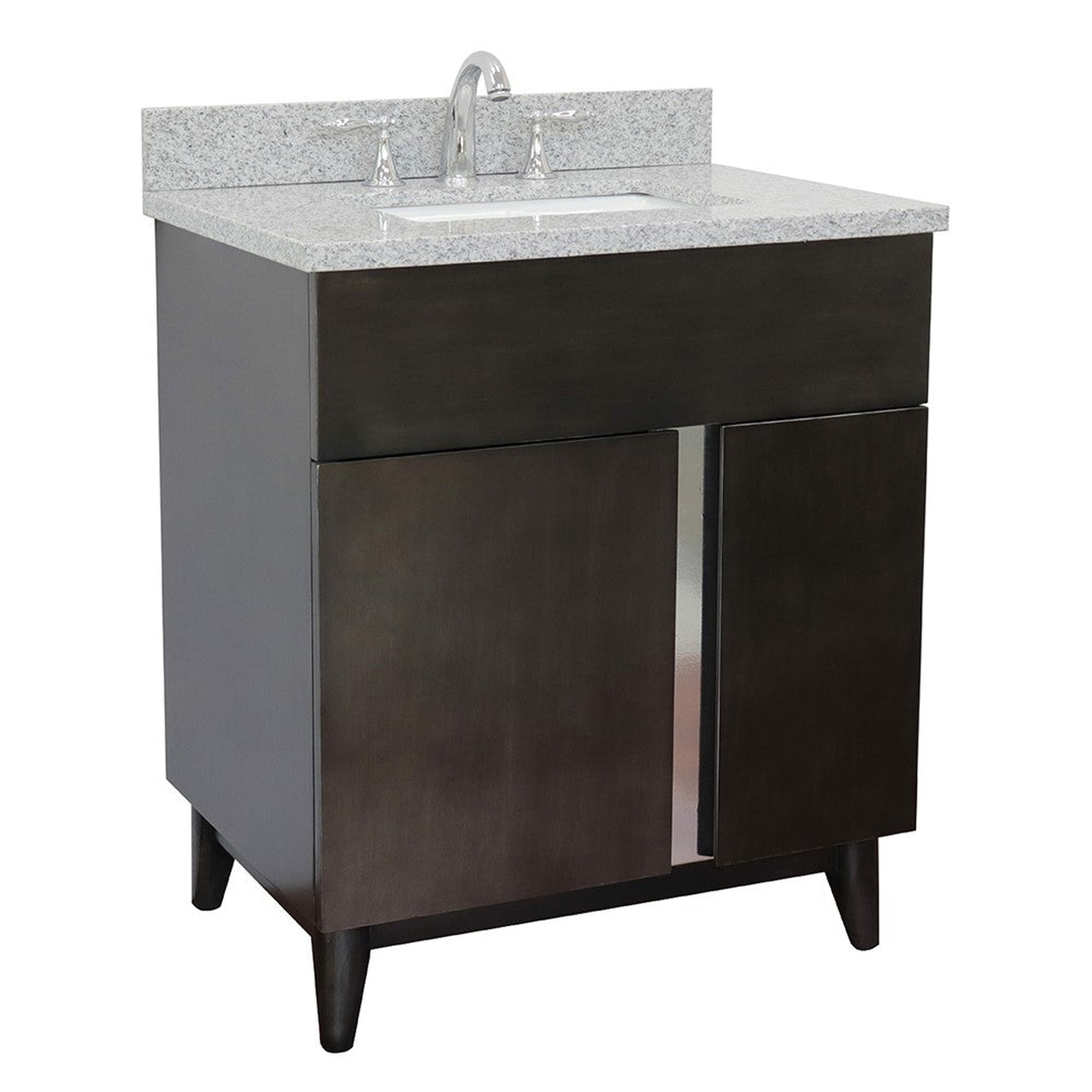 Bellaterra Home, Bellaterra Home Urban 31" 1-Door 2-Drawer Silvery Brown Freestanding Vanity Set With Ceramic Undermount Rectangular Sink and Gray Granite Top