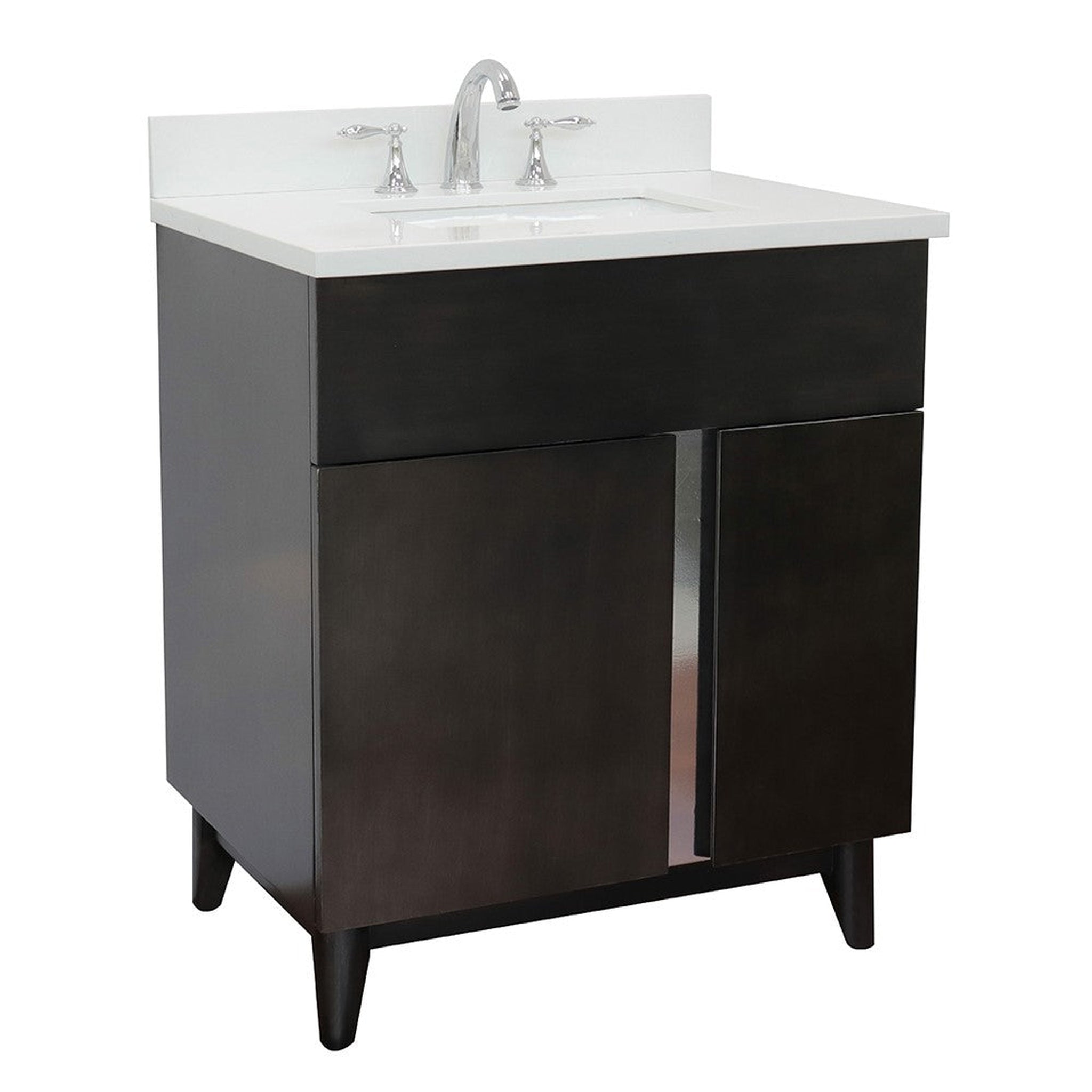 Bellaterra Home, Bellaterra Home Urban 31" 1-Door 2-Drawer Silvery Brown Freestanding Vanity Set With Ceramic Undermount Rectangular Sink and White Quartz Top