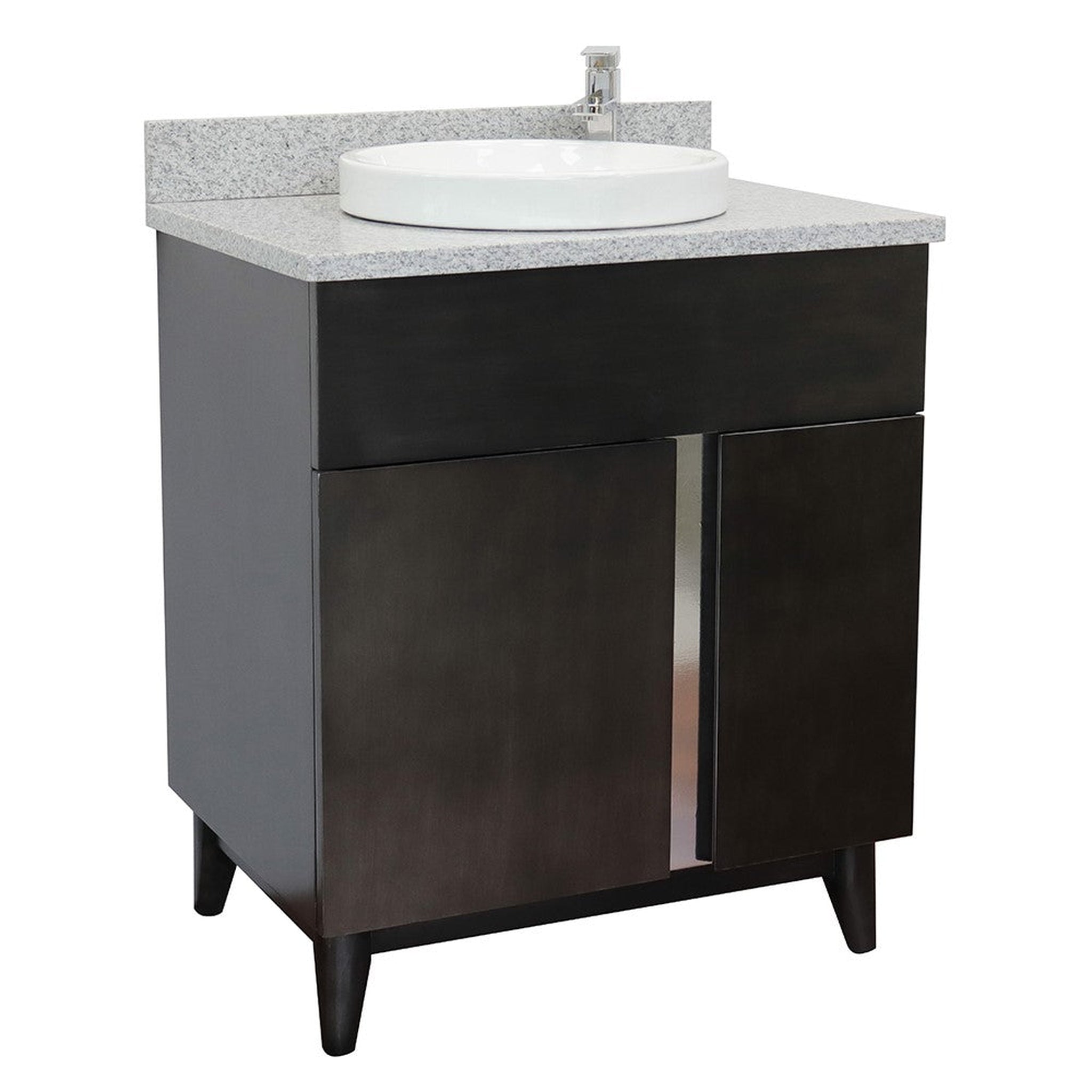 Bellaterra Home, Bellaterra Home Urban 31" 1-Door 2-Drawer Silvery Brown Freestanding Vanity Set With Ceramic Vessel Sink and Gray Granite Top