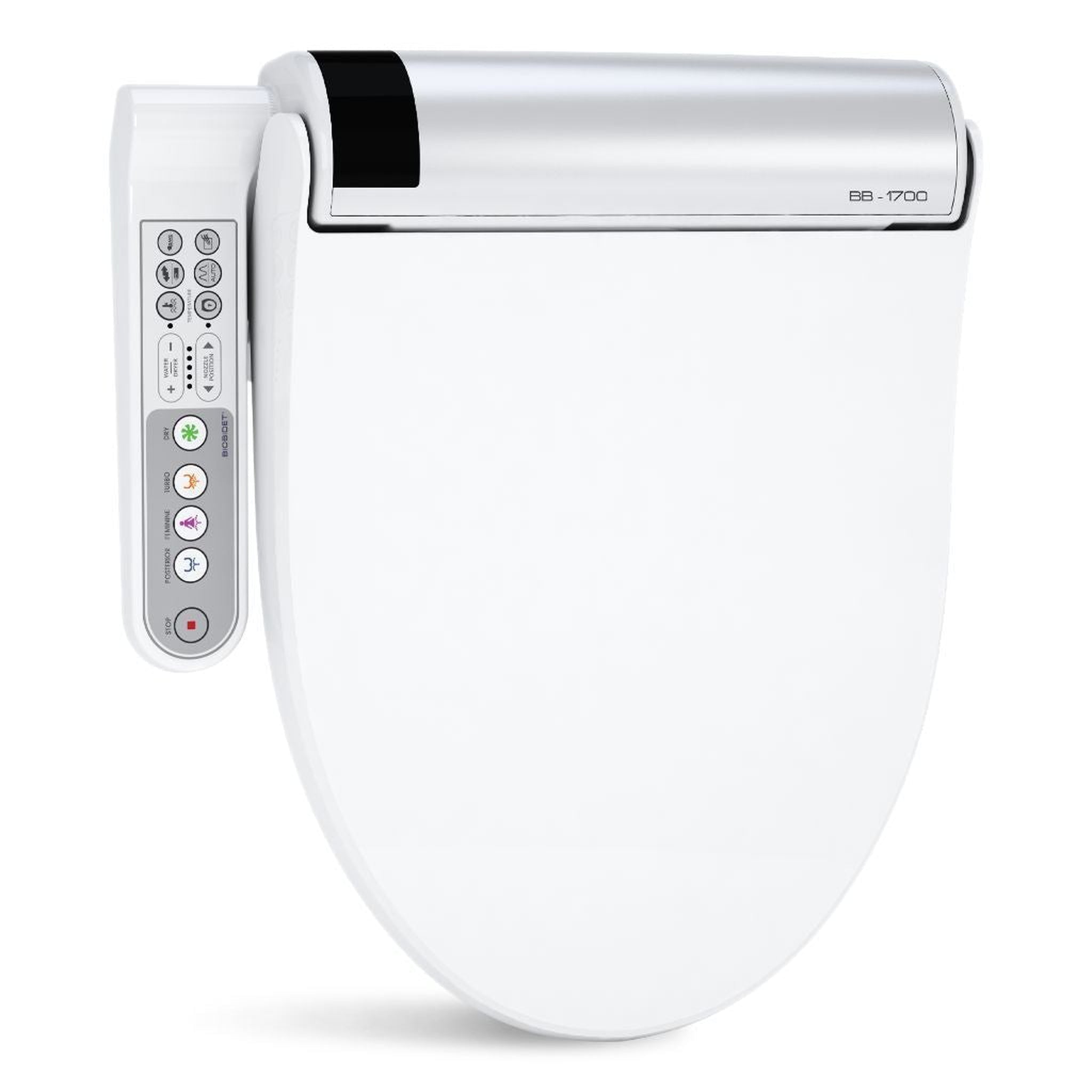 Bio Bidet, Bio Bidet Bliss BB-1700 18" White Elongated Premier Class Bidet Toilet Seat With Side Control Panel