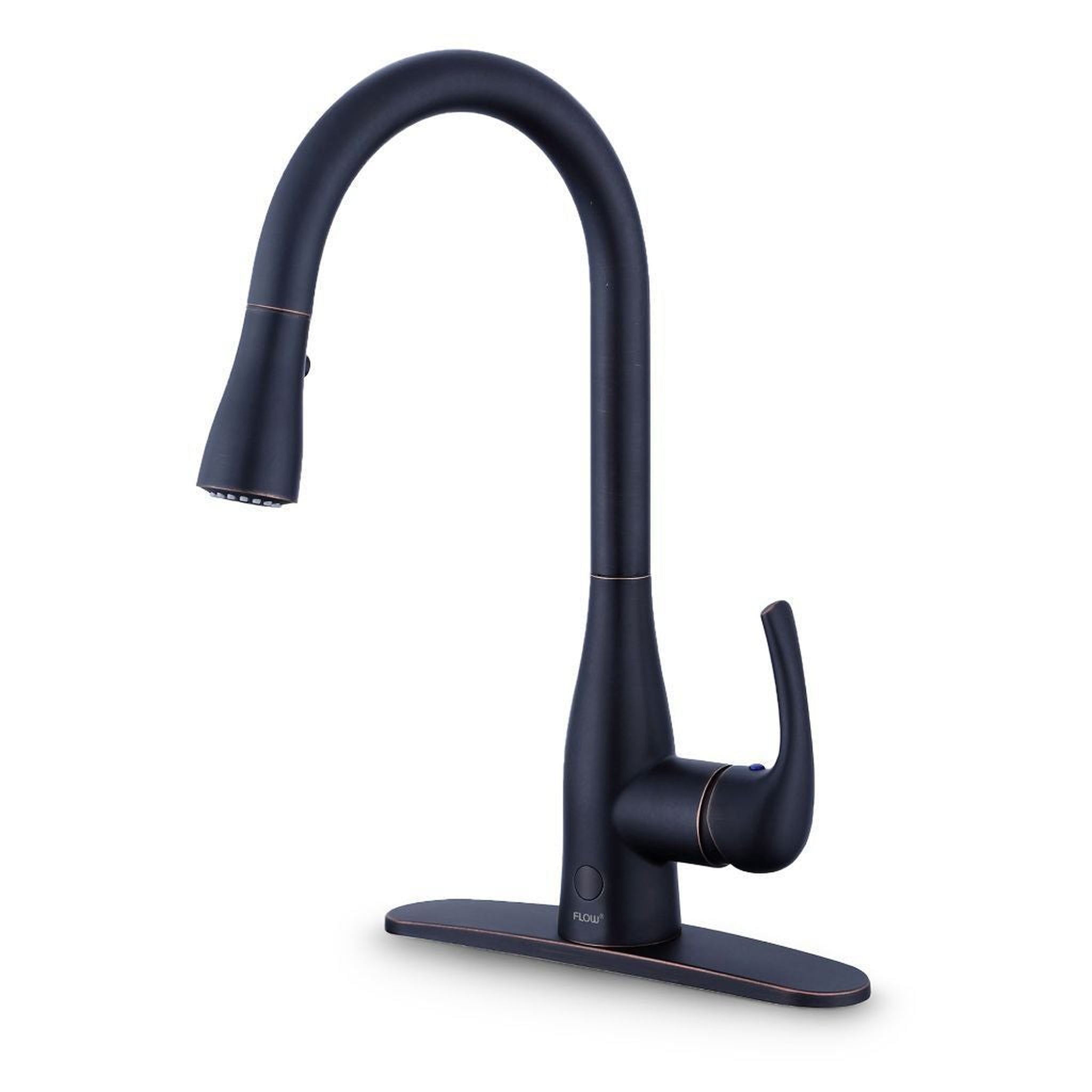 Bio Bidet, Bio Bidet Flow Motion Activated 17" Oil Rubbed Bronze Single Hole High Arc Smart Latch Kitchen Faucet With Dual Sensor and Dual Spray Function