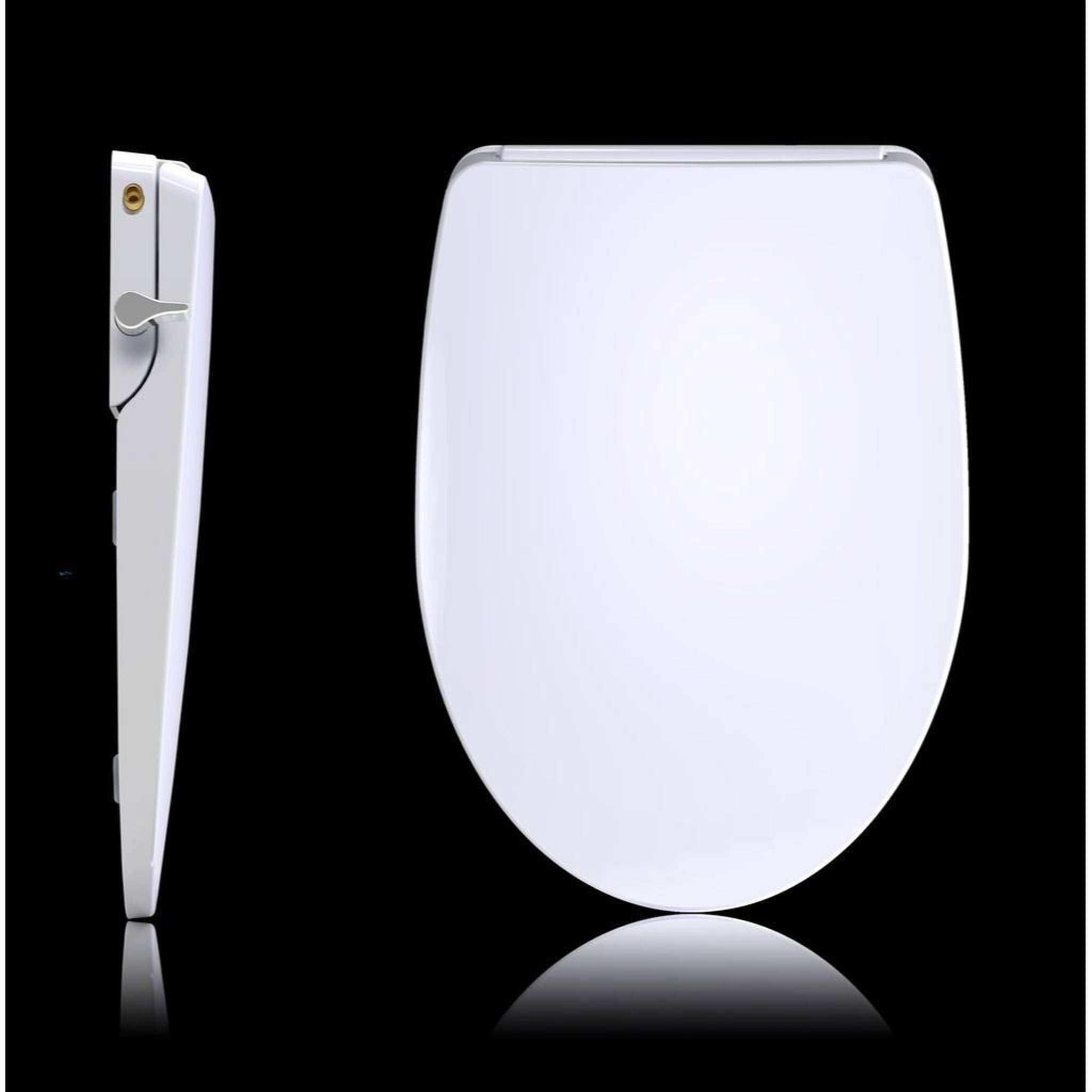 Bio Bidet, Bio Bidet Slim Zero 14" White Elongated Non-Electric Bidet Toilet Seat With Night Light, Dual Nozzle And Built-in Side Lever