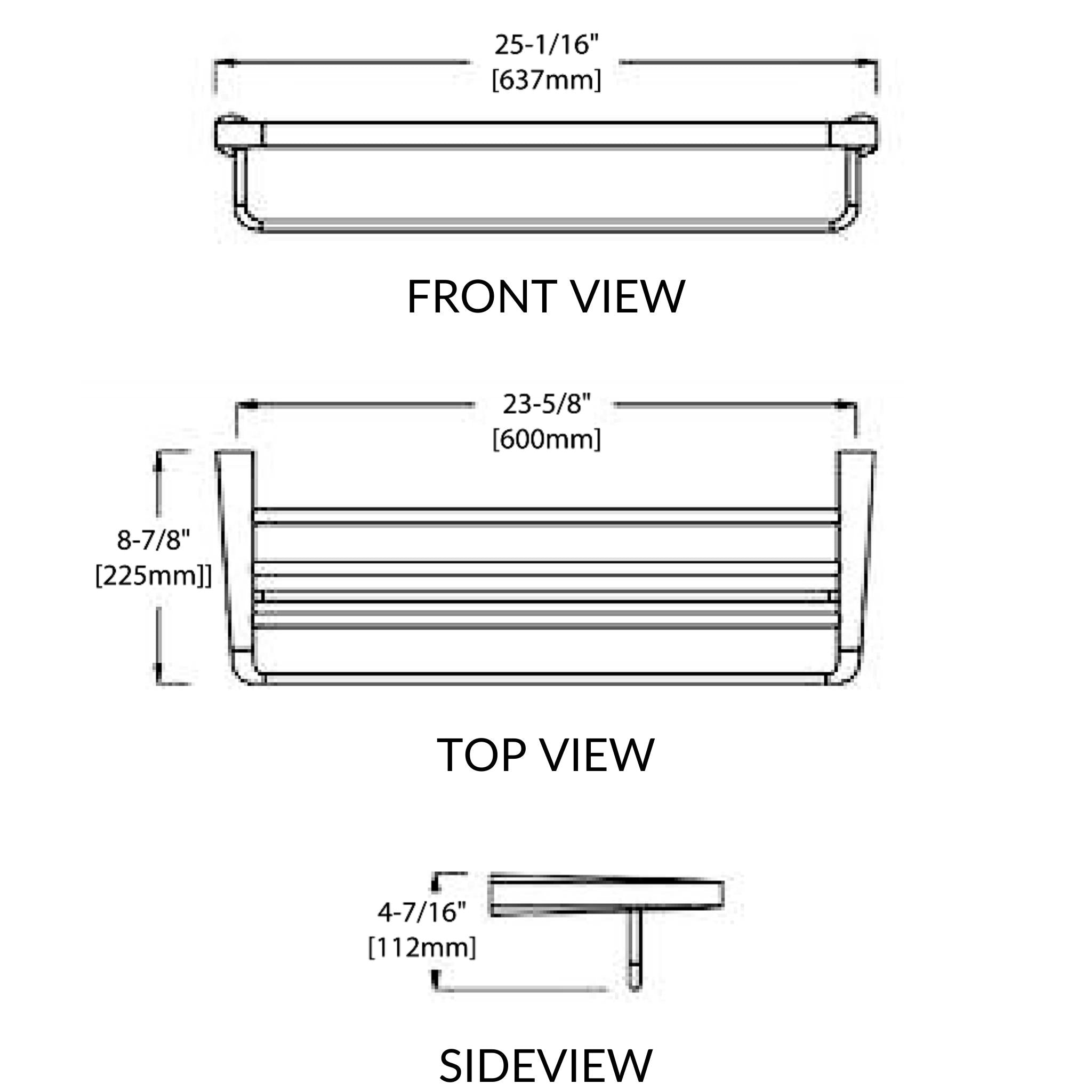 Blossom, Blossom 100 Series 25" x 5" Chrome Brass Towel Rack