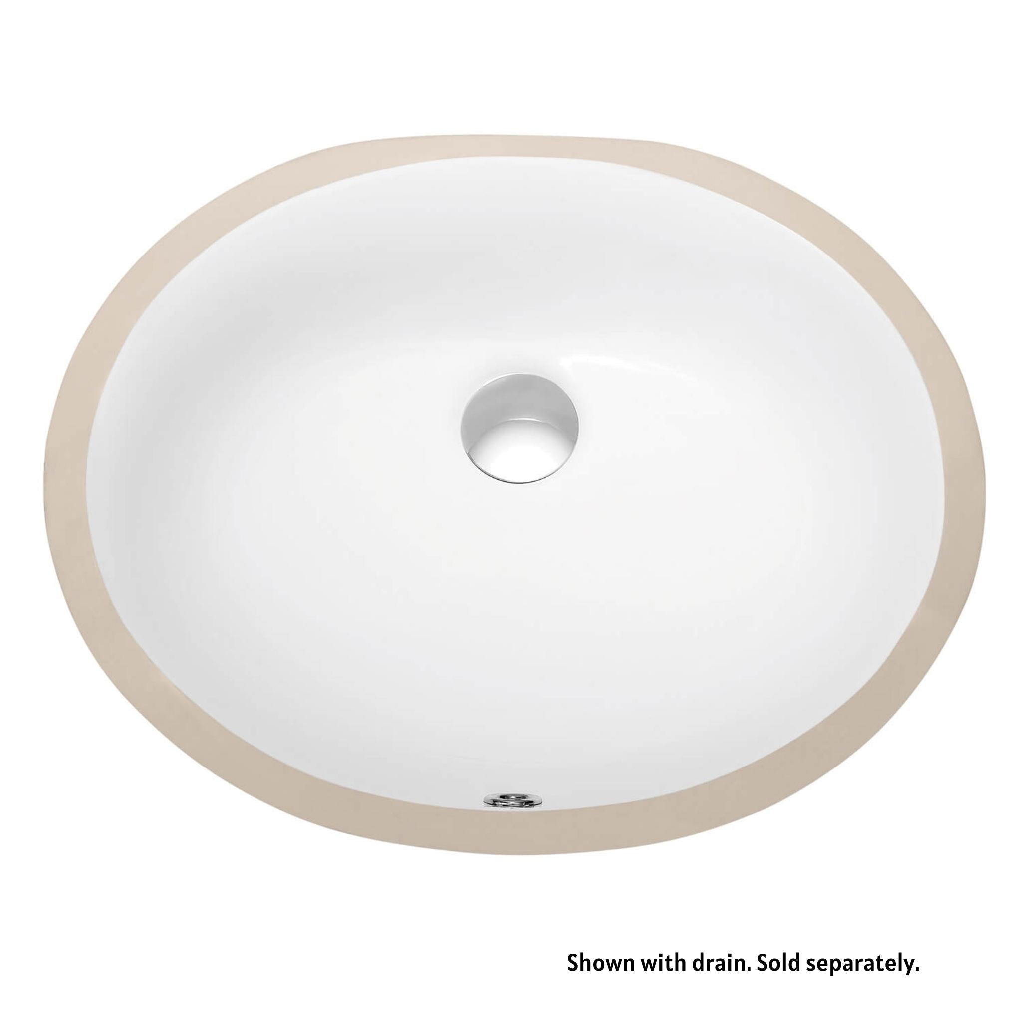 Blossom, Blossom 17" x 14" White Oval Ceramic Undermount Sink With Overflow