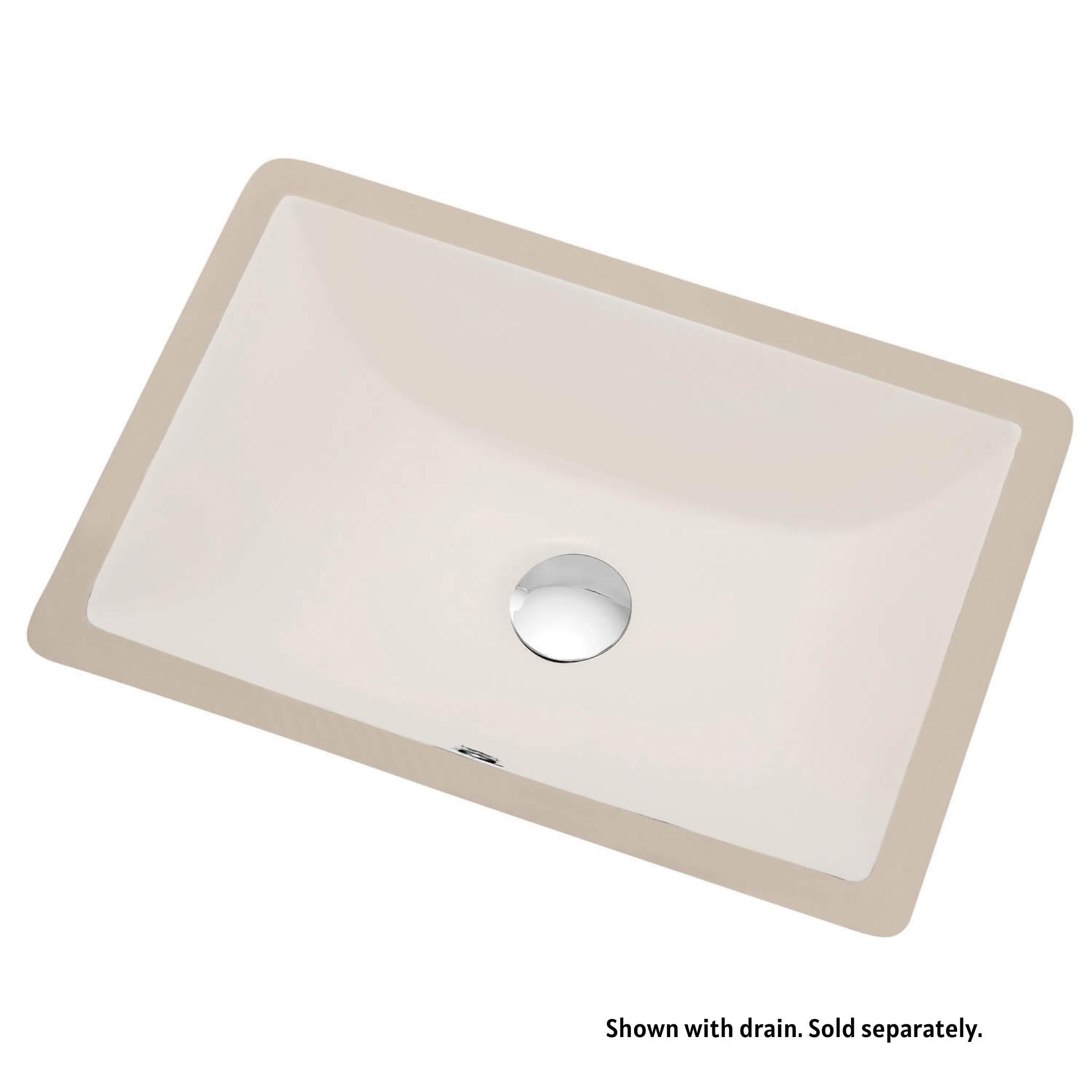 Blossom, Blossom 18" x 13" Biscuit Rectangular Ceramic Undermount Sink With Overflow