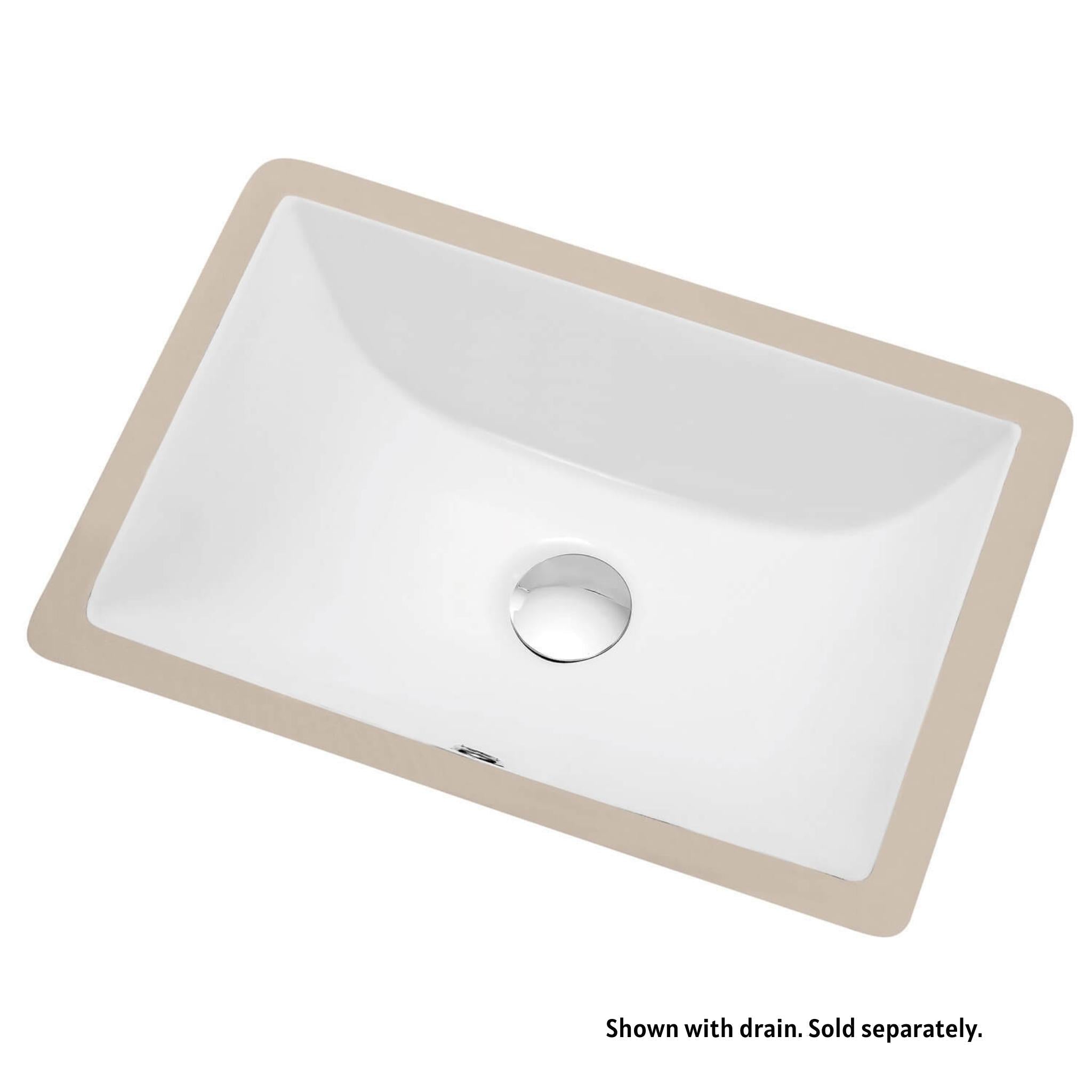 Blossom, Blossom 18" x 13" White Rectangular Ceramic Undermount Sink With Overflow