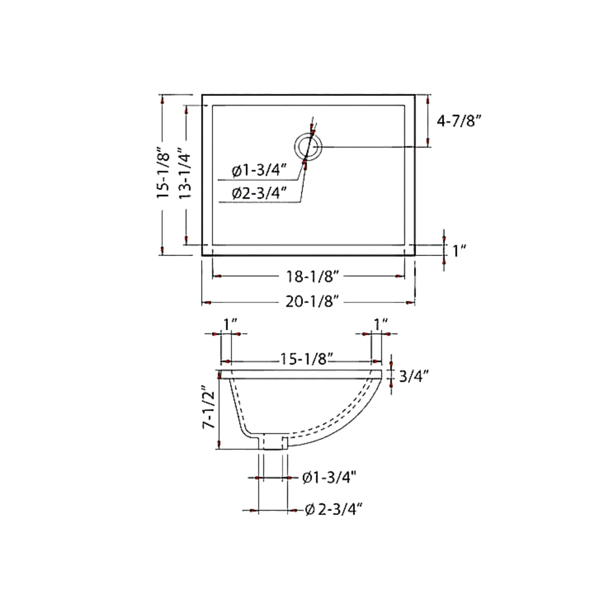 Blossom, Blossom 20" x 15" Biscuit Rectangular Ceramic Undermount Sink With Overflow