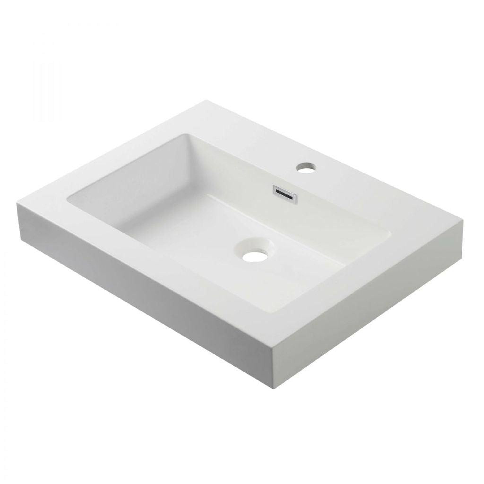 Blossom, Blossom 20" x 18" White Rectangular Acrylic Vanity Top With Integrated Single Sink And Overflow