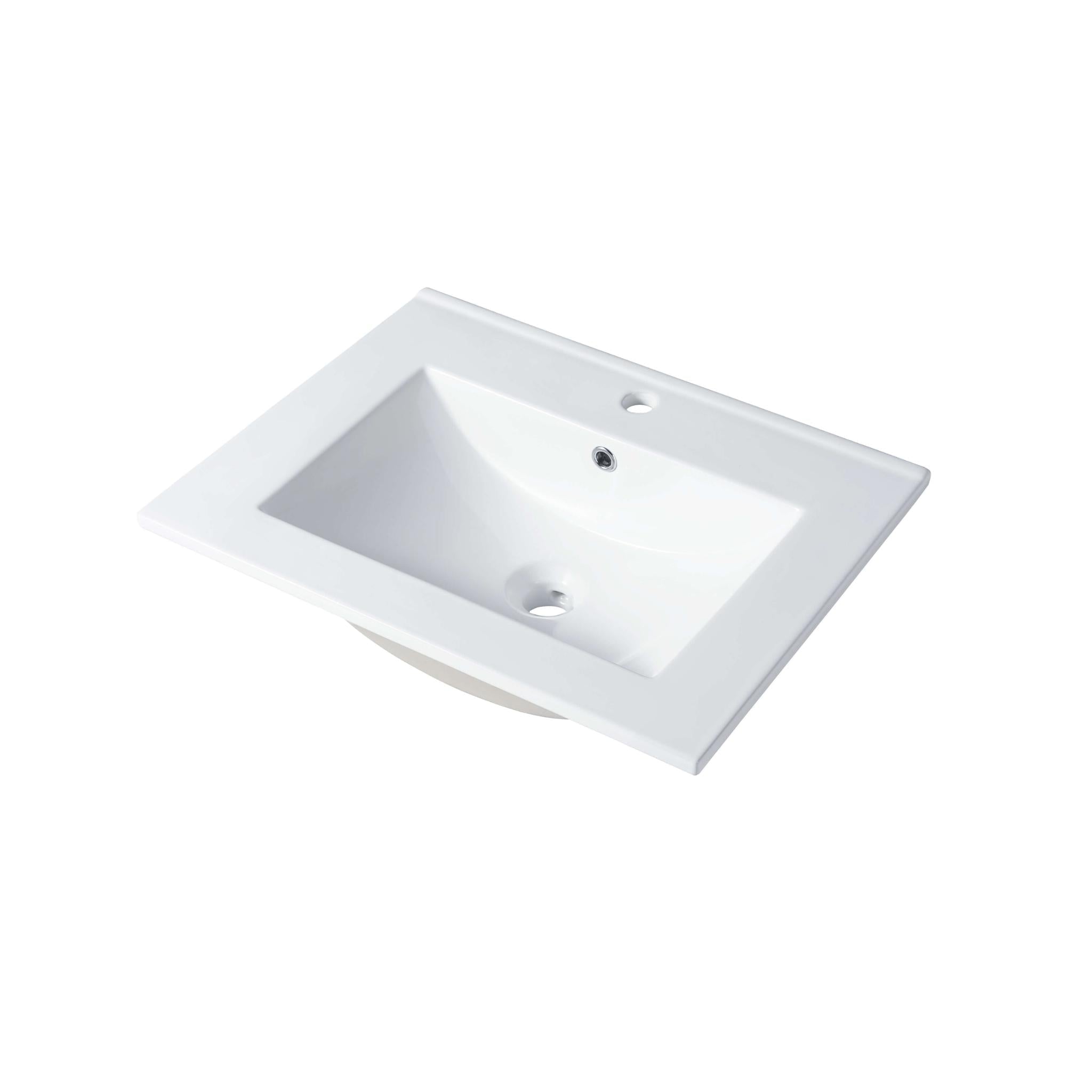 Blossom, Blossom 20" x 18" White Square Ceramic Vanity Top With Integrated Single Sink And Overflow