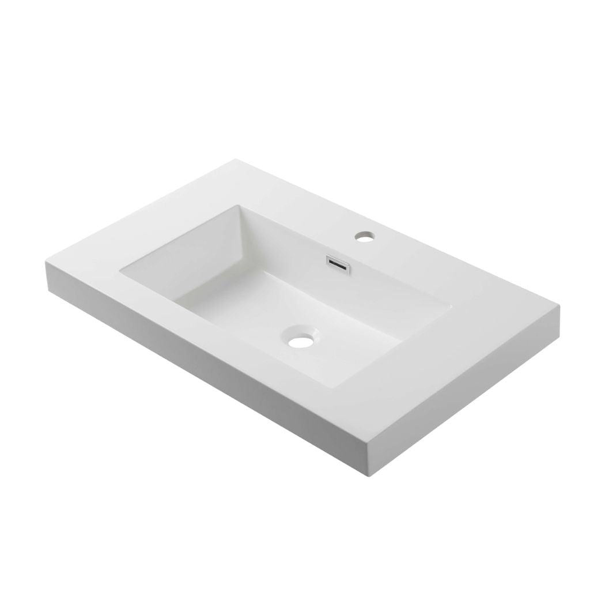 Blossom, Blossom 24" x 18" White Rectangular Acrylic Vanity Top With Integrated Single Sink And Overflow