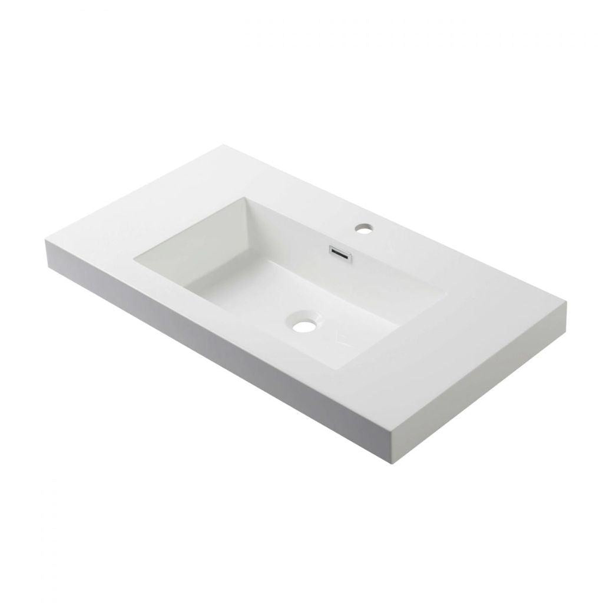 Blossom, Blossom 30" x 18" White Rectangular Acrylic Vanity Top With Integrated Single Sink And Overflow