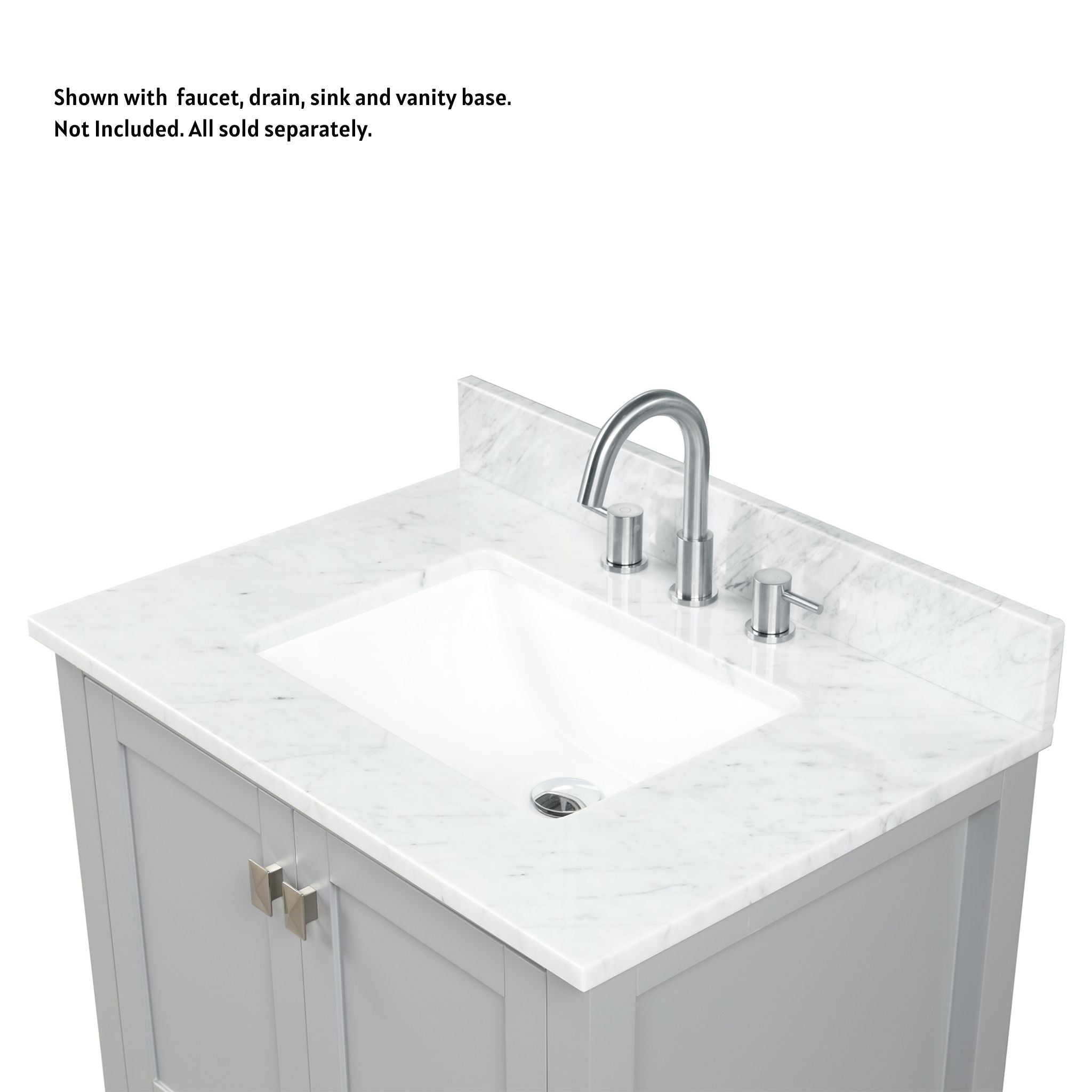 Blossom, Blossom 30" x 22" Widespread Carrara Marble Vanity Top With Backsplash