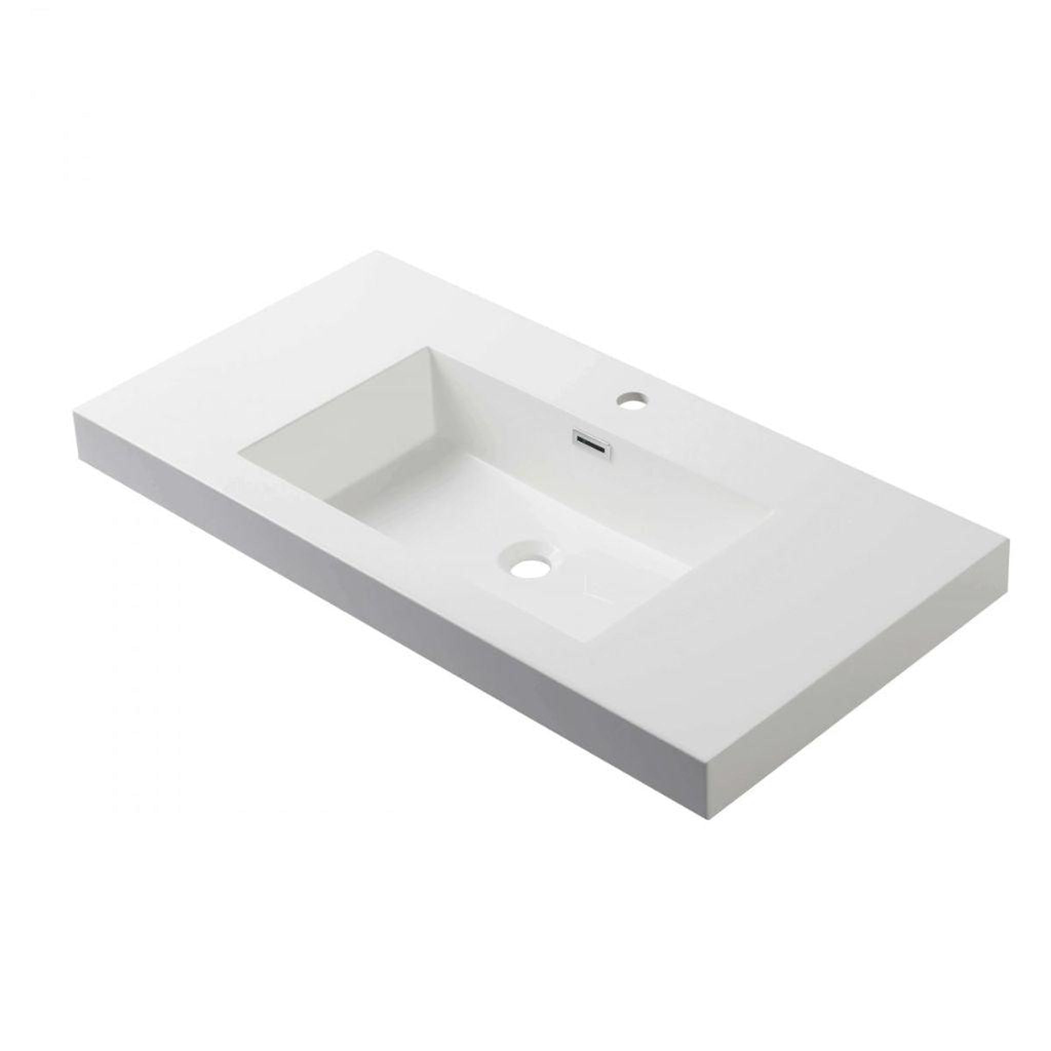 Blossom, Blossom 36" x 18" White Rectangular Acrylic Vanity Top With Integrated Single Sink And Overflow