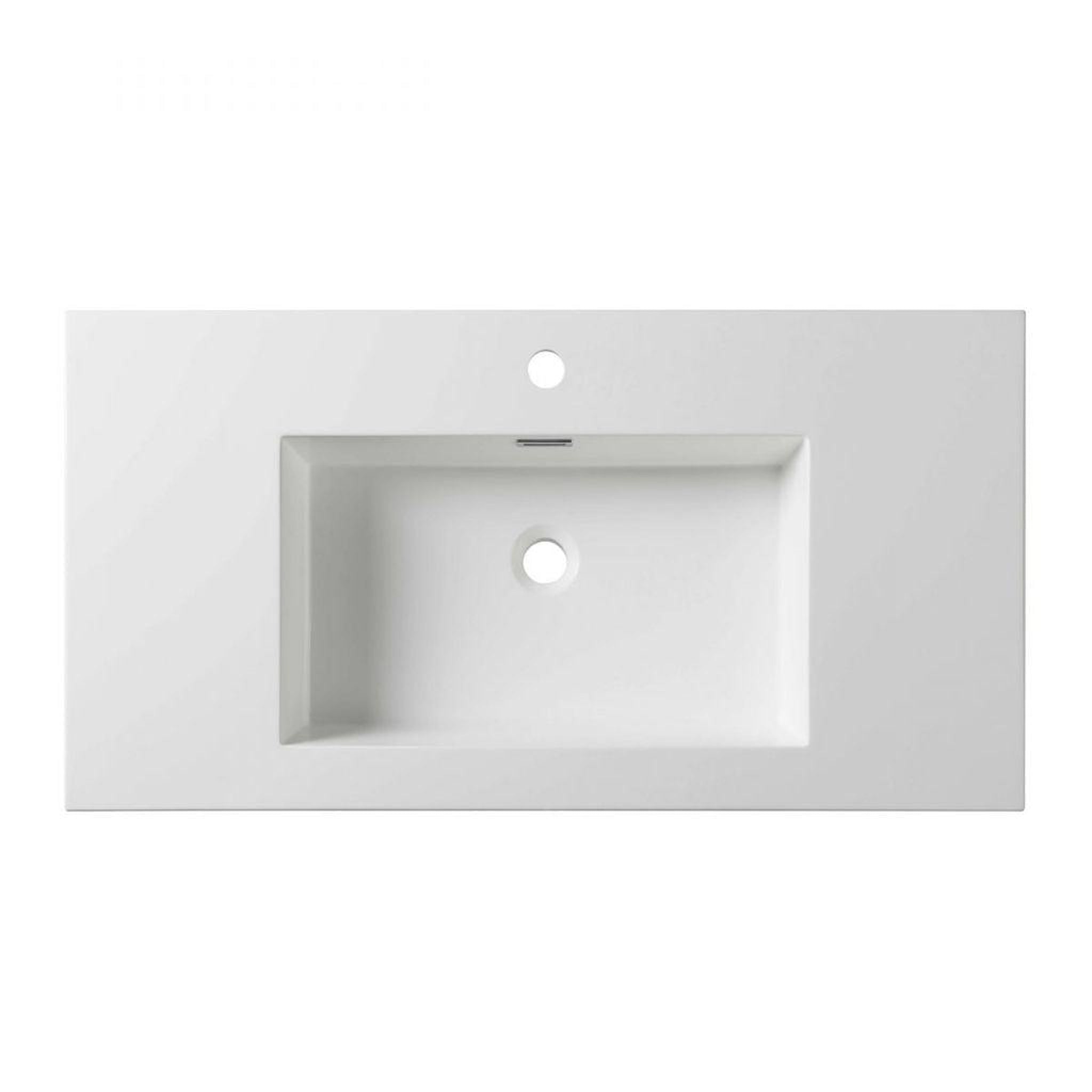 Blossom, Blossom 36" x 18" White Rectangular Acrylic Vanity Top With Integrated Single Sink And Overflow