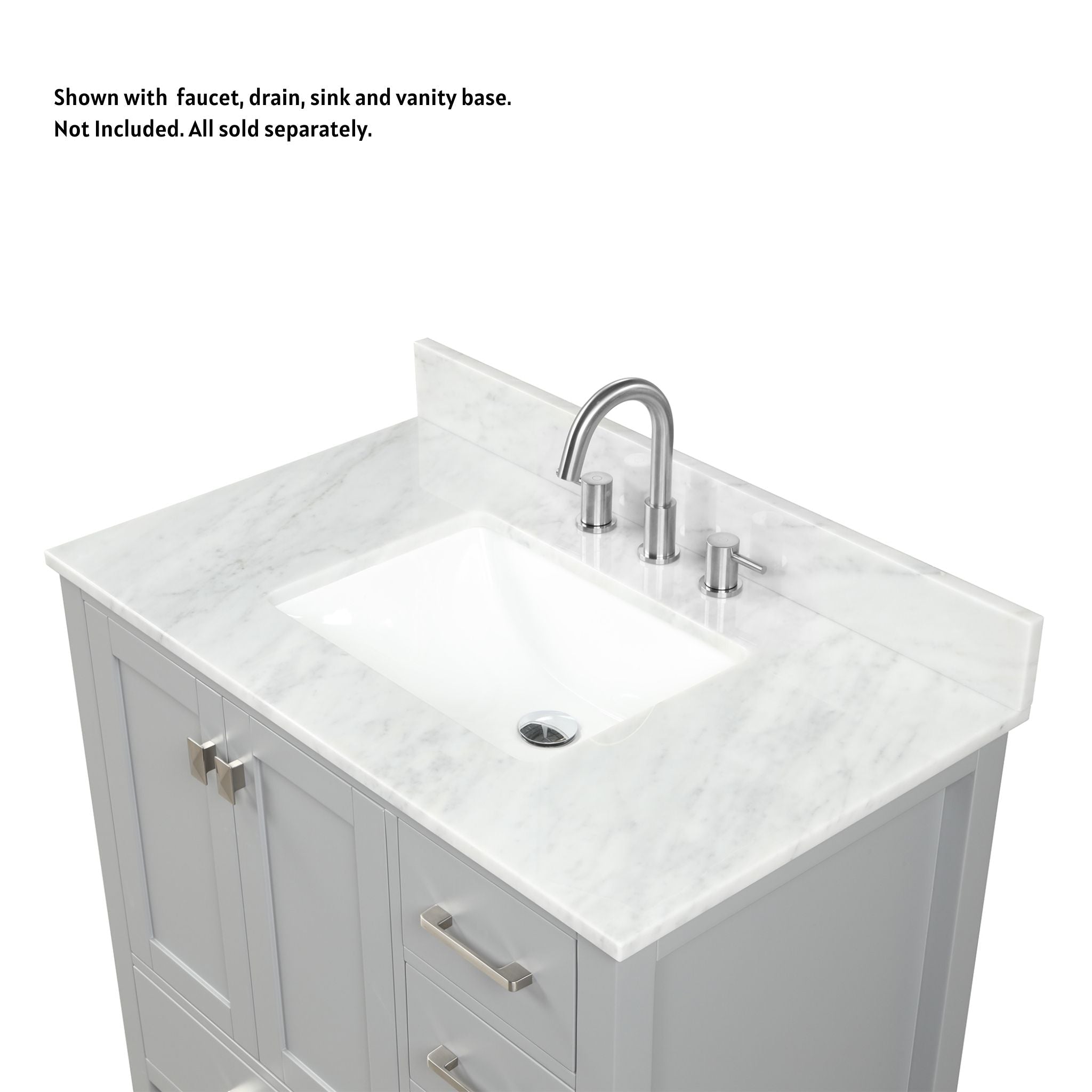 Blossom, Blossom 36" x 22" Widespread Carrara Marble Vanity Top With Backsplash