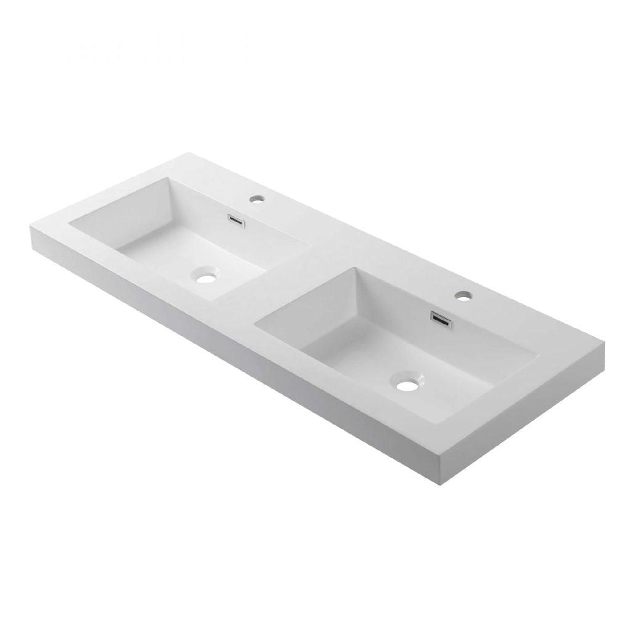 Blossom, Blossom 48" x 18" White Rectangular Acrylic Vanity Top With Integrated Double Sink And Overflow