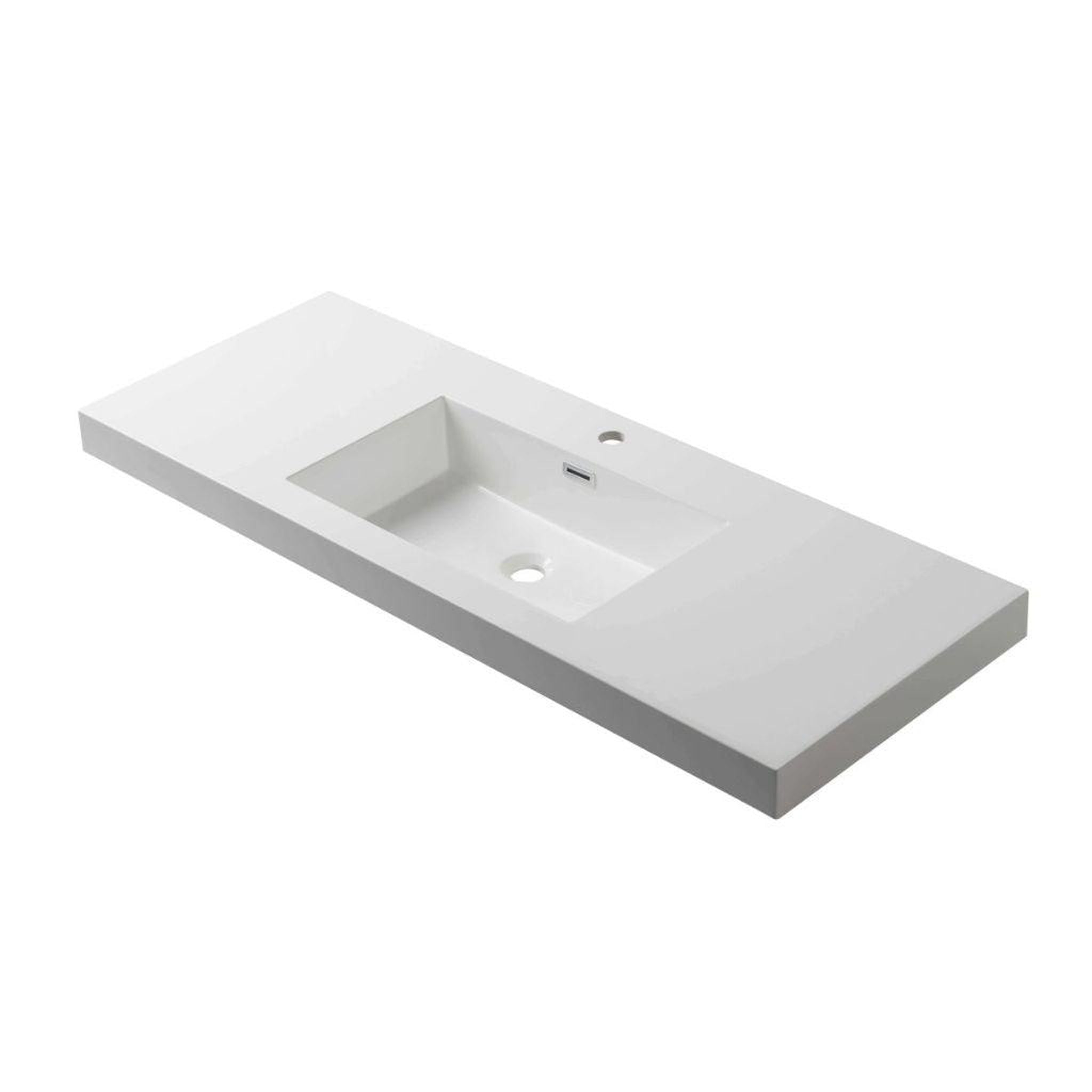 Blossom, Blossom 48" x 18" White Rectangular Acrylic Vanity Top With Integrated Single Sink And Overflow