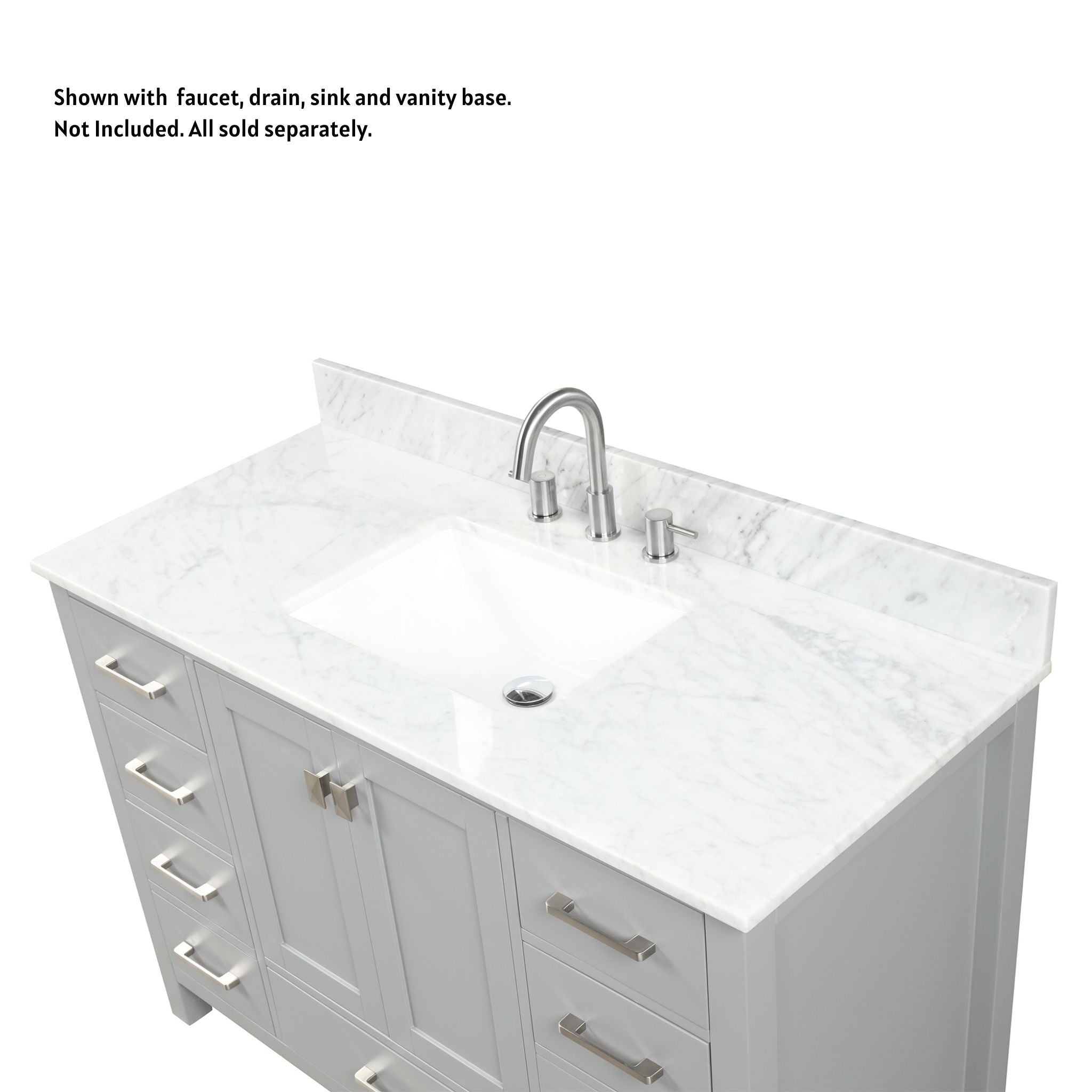 Blossom, Blossom 48" x 22" Widespread Carrara Marble Vanity Top With Backsplash