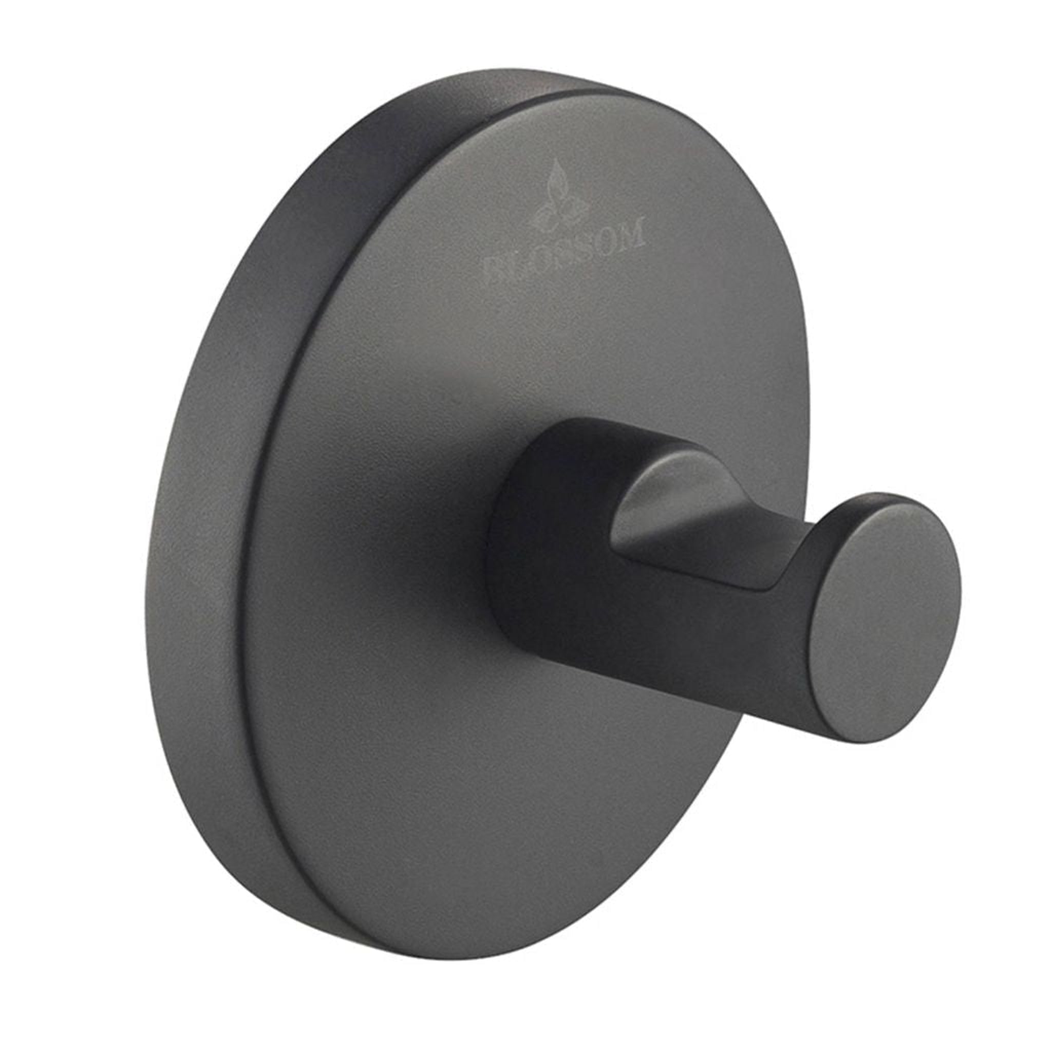 Blossom, Blossom 500 Series 3" x 2" Matte Black Brass Robe Hook With Round Mount Post