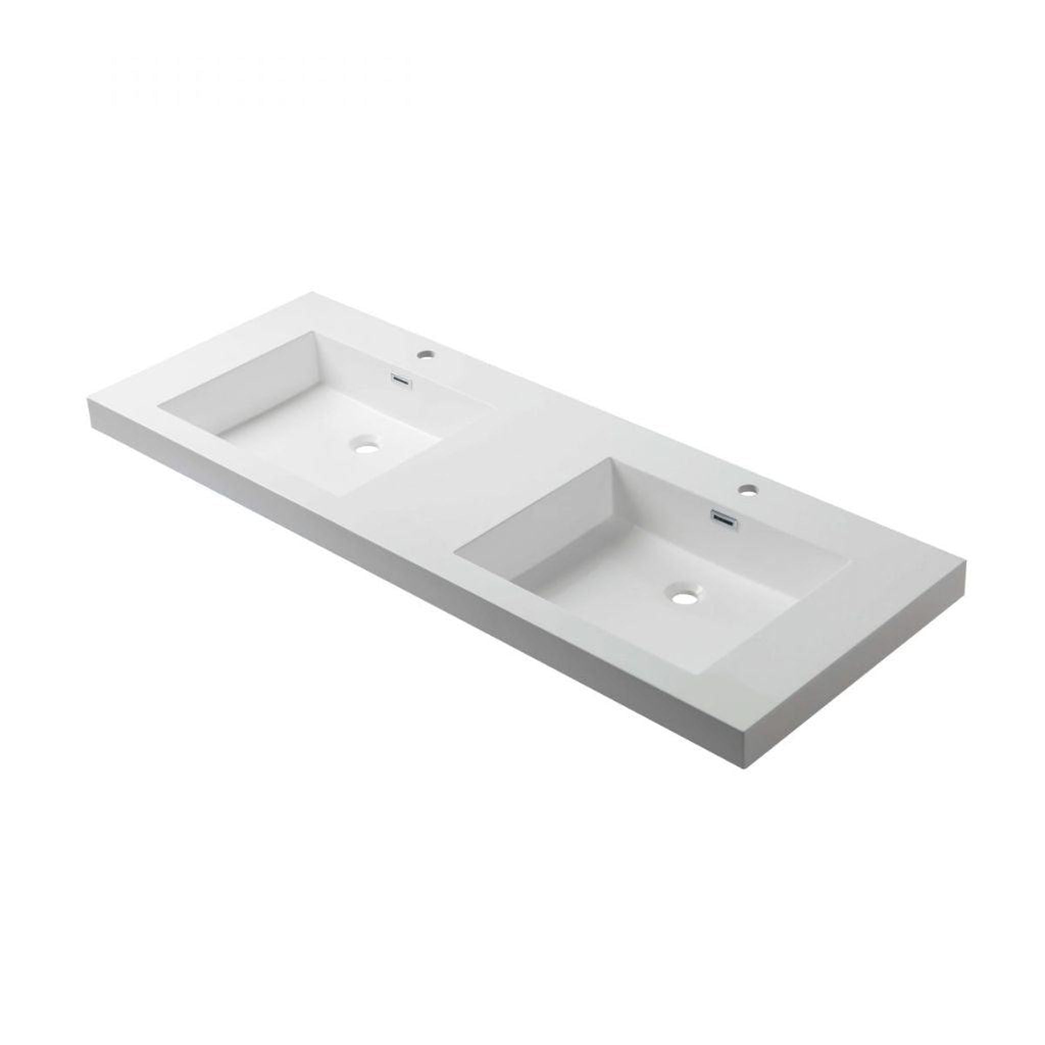 Blossom, Blossom 60" x 22" White Rectangular Acrylic Vanity Top With Integrated Double Sink And Overflow