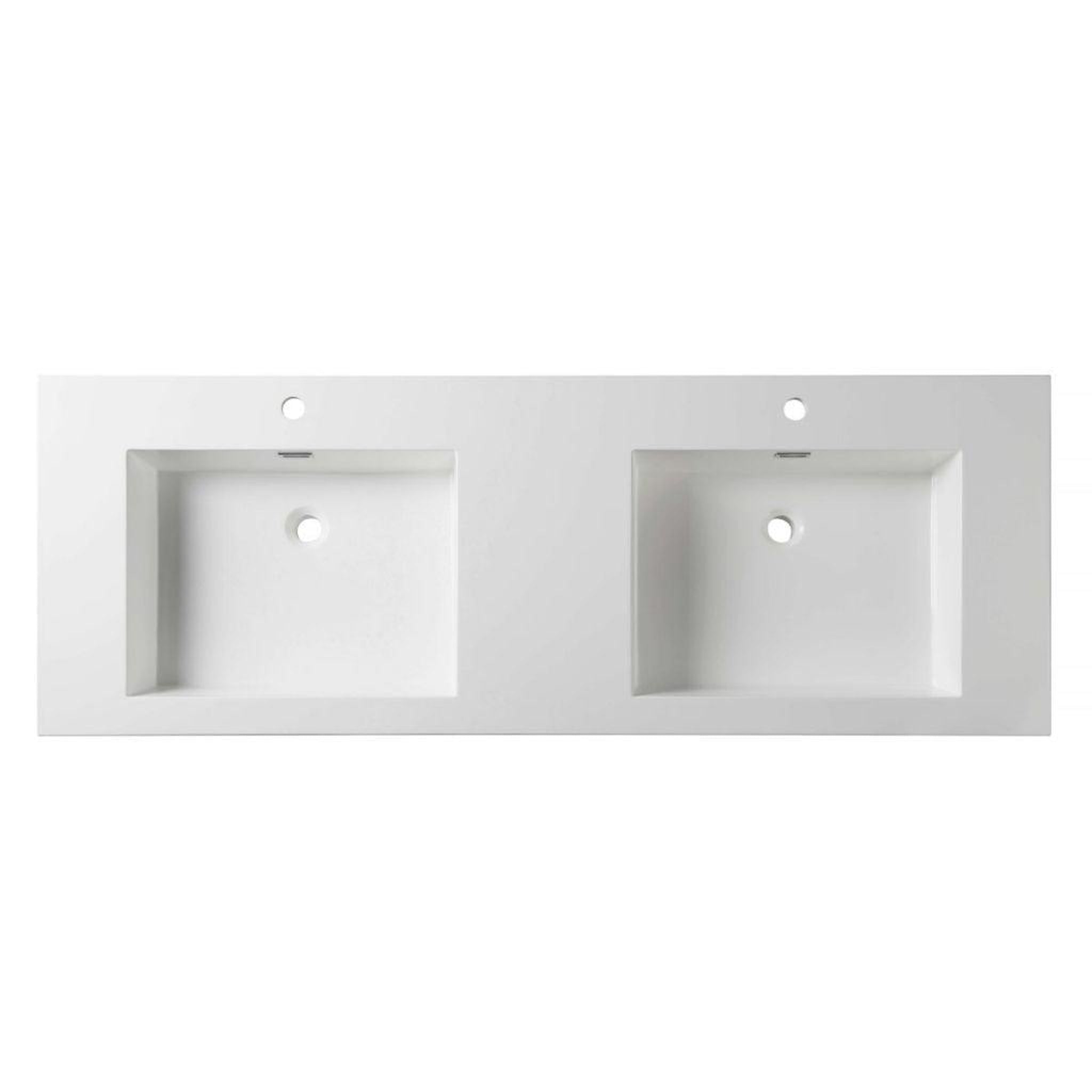 Blossom, Blossom 60" x 22" White Rectangular Acrylic Vanity Top With Integrated Double Sink And Overflow