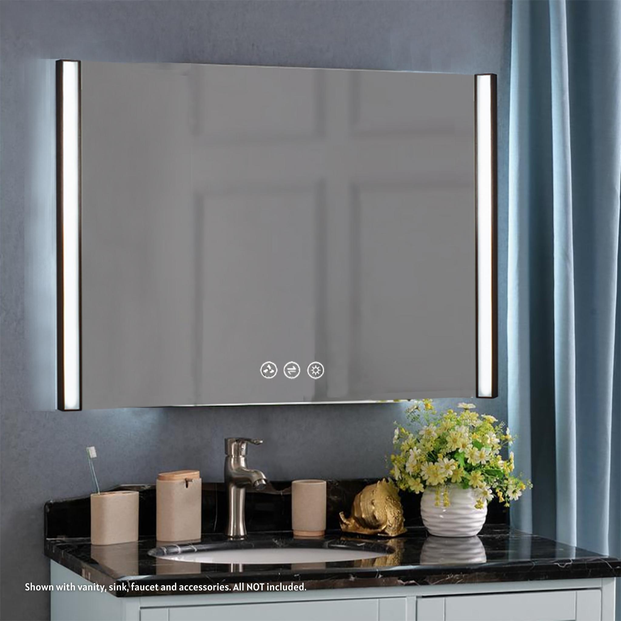 Blossom, Blossom Binary 48" x 32" Matte Black Wall-Mounted Rectangle LED Mirror