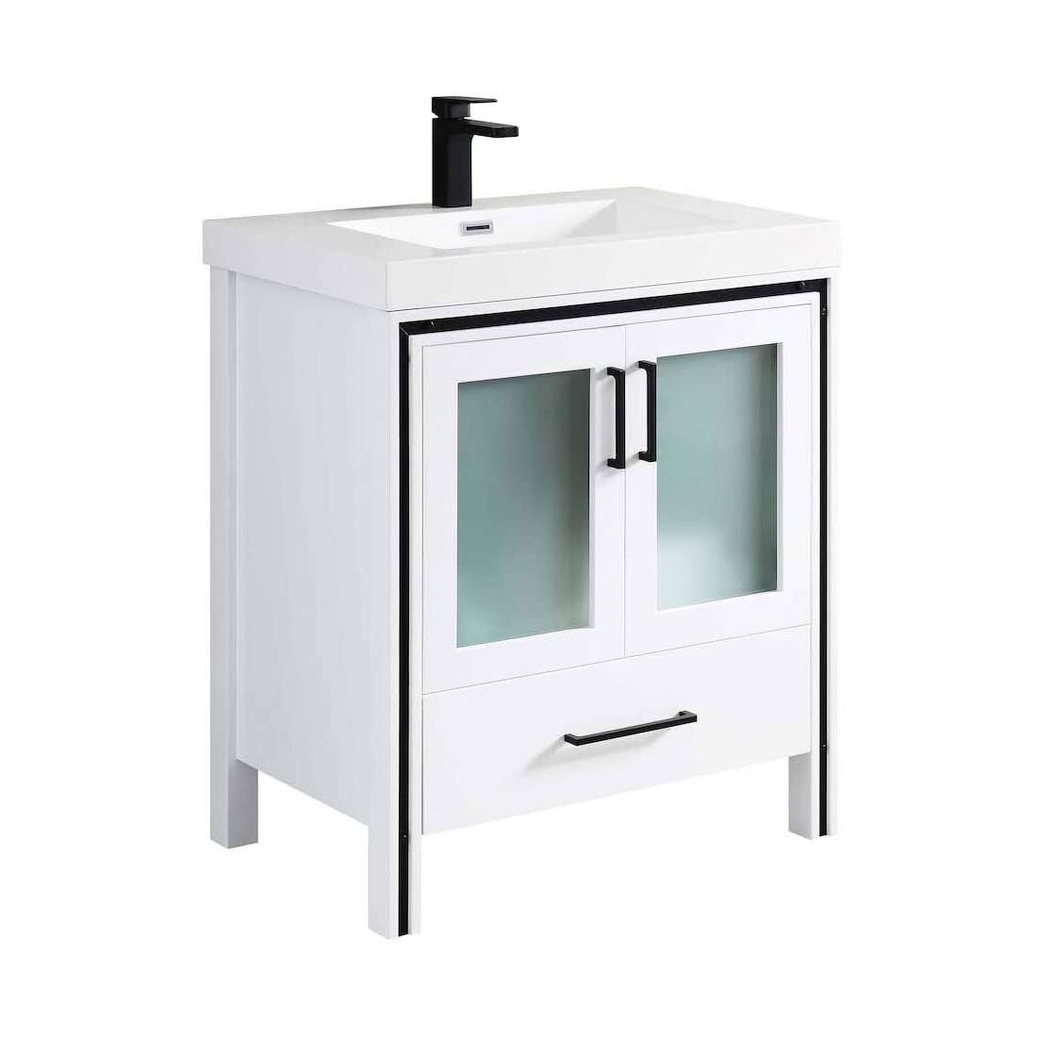 Blossom, Blossom Birmingham 30" 2-Door 1-Drawer Glossy White Freestanding Vanity Base