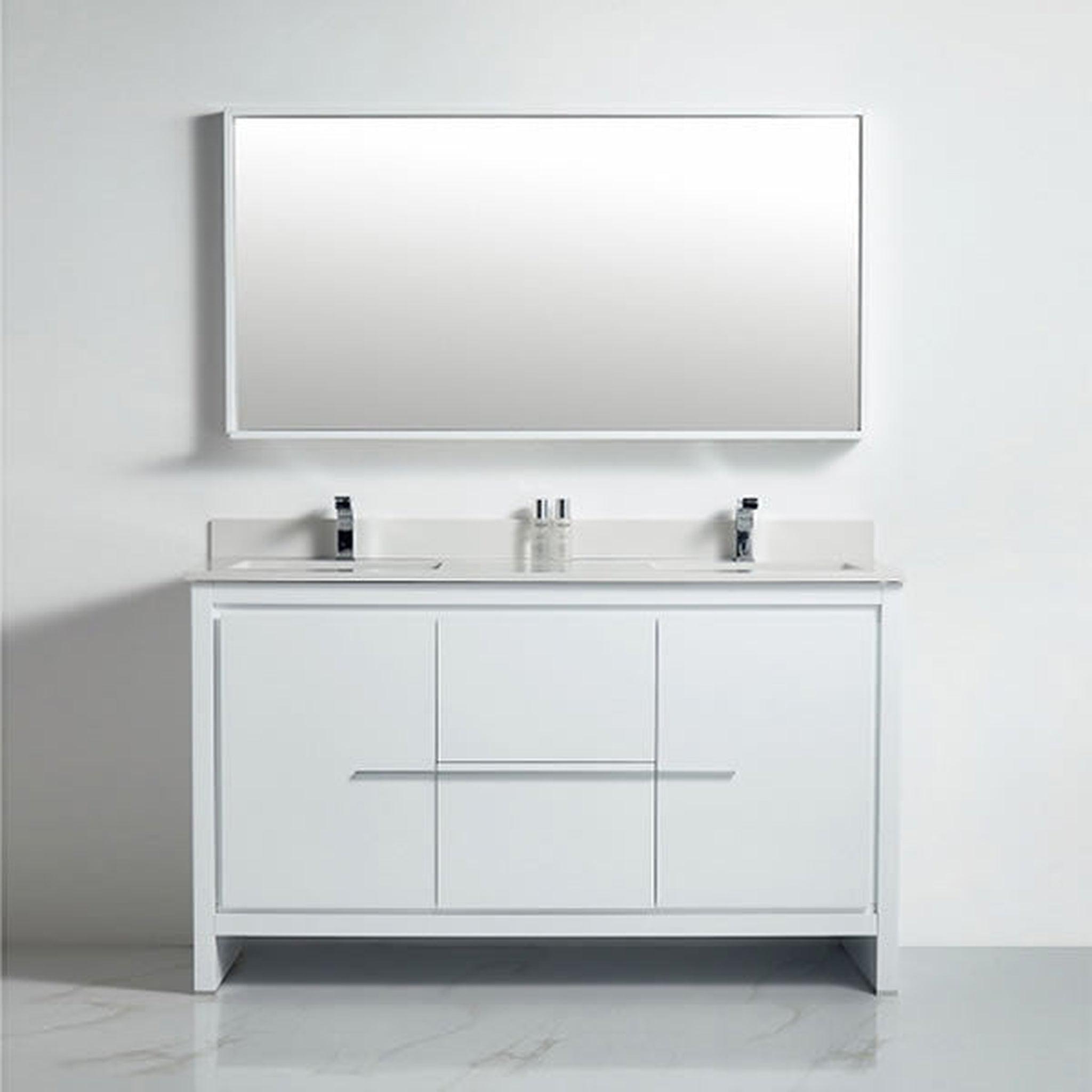 US Bath Store, BNK BCB1060D Venice High Glossy White Vanity Only Two Door One Drawer Soft Close