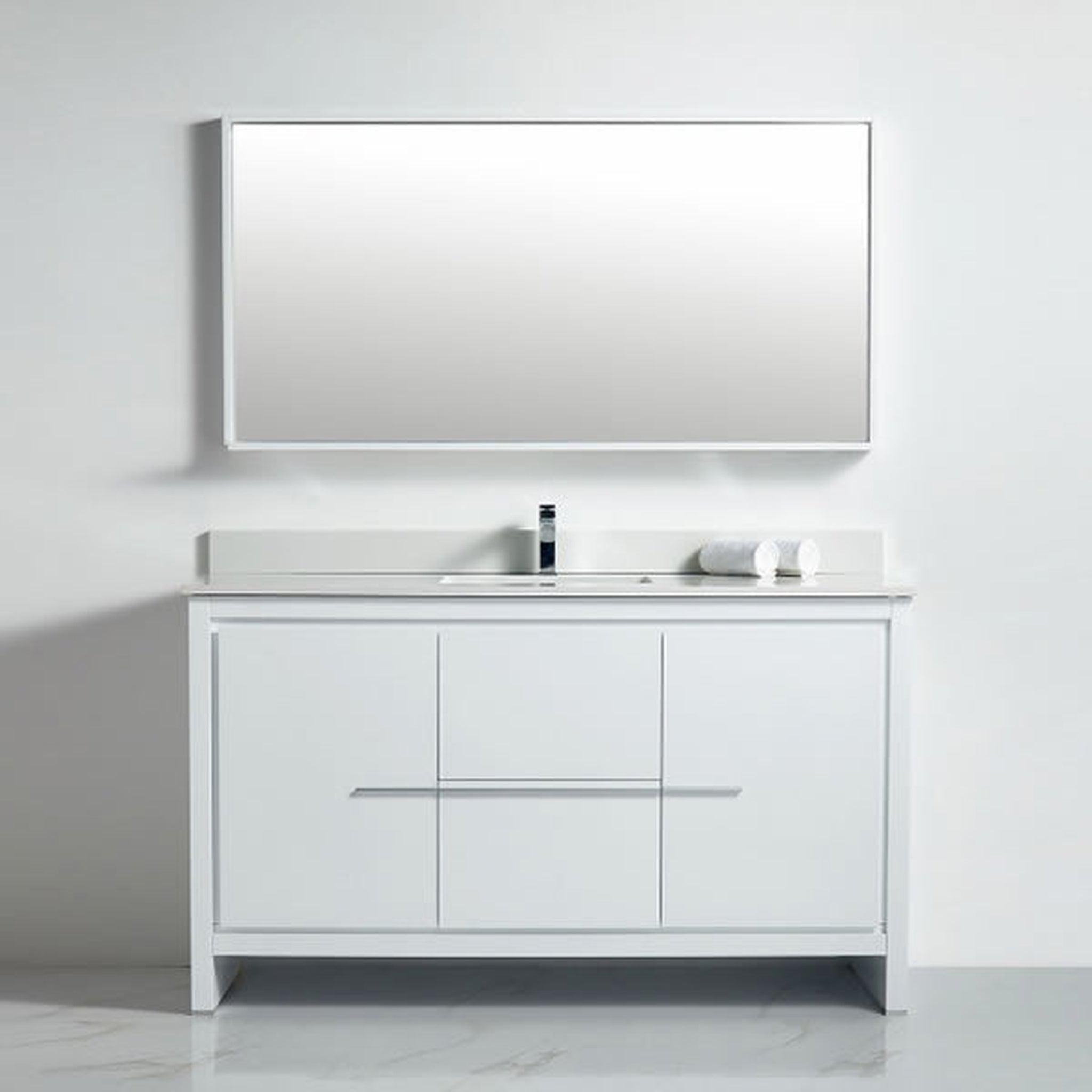 US Bath Store, BNK BCB1060S Venice High Glossy White Vanity Only Two Door One Drawer Soft Close