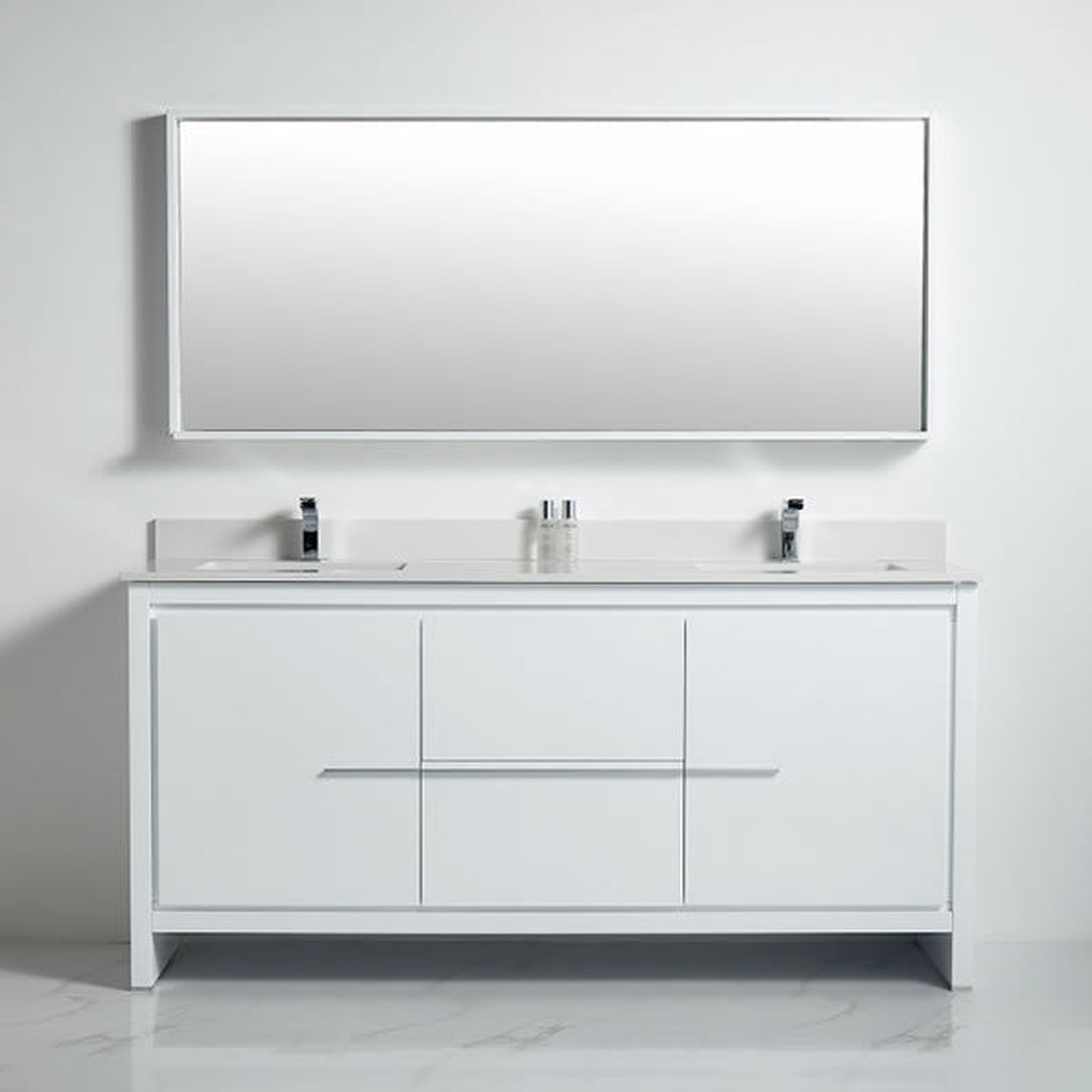 US Bath Store, BNK BCB1072 Venice High Glossy White Vanity Only Two Door One Drawer Soft Close