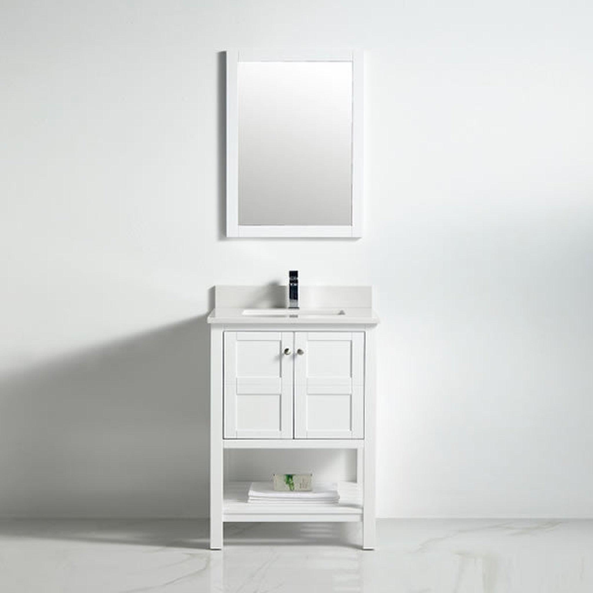 US Bath Store, BNK BCB1124 Austin Matt White Vanity Only Two Door One Drawer Soft Close