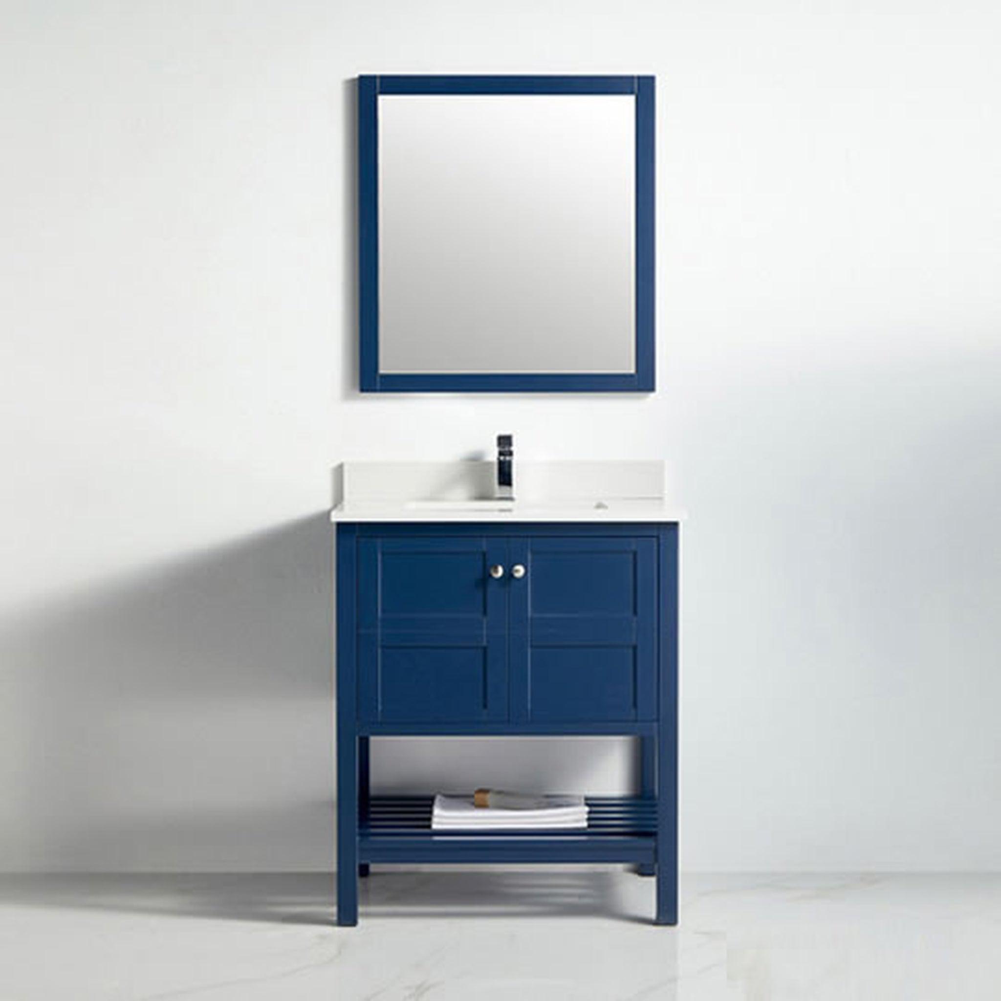 US Bath Store, BNK BCB1130 Austin Navy Blue Vanity Only Two Door One Drawer Soft Close