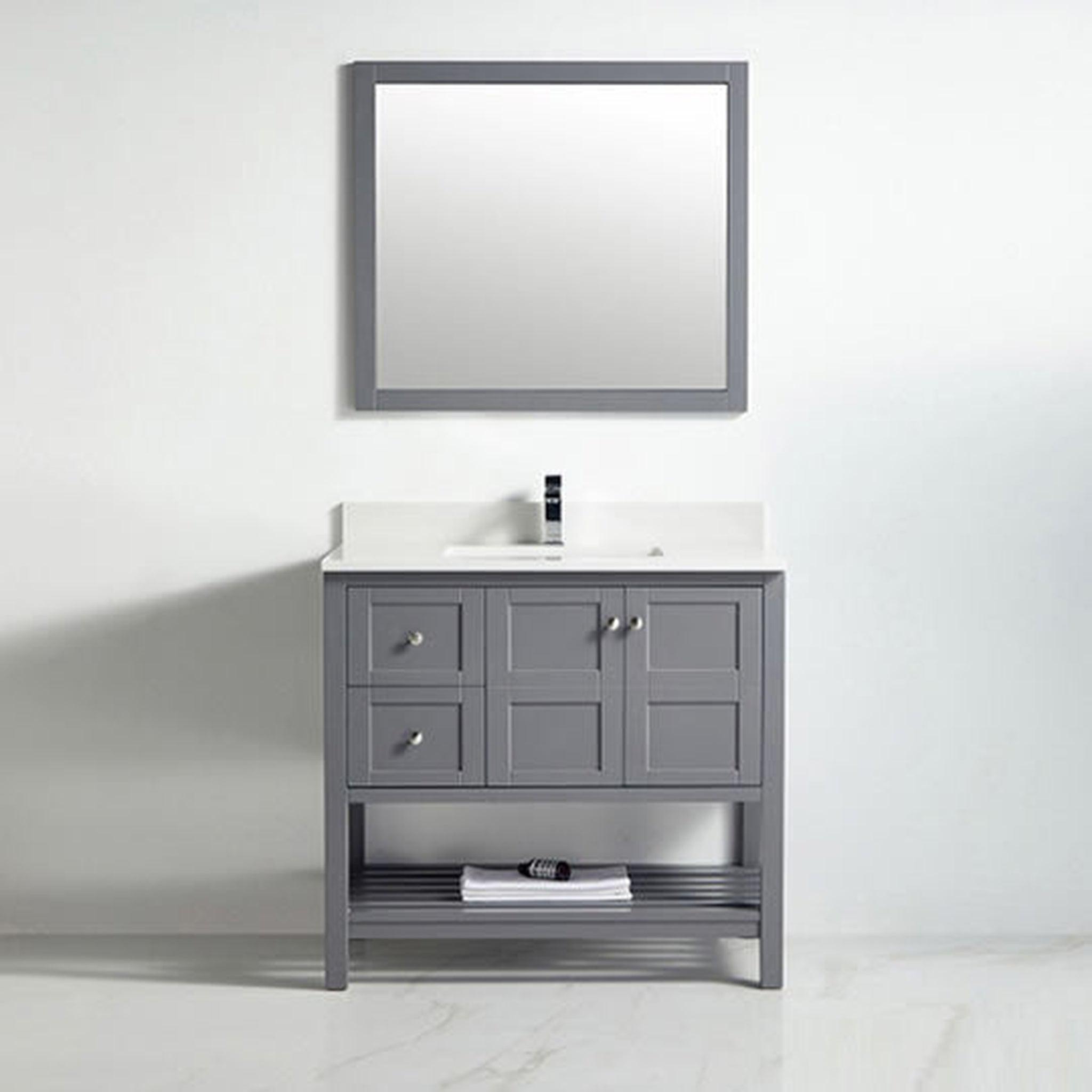 US Bath Store, BNK BCB1136L Austin Rock Grey Vanity Only Two Door Two Left Drawer Soft Close