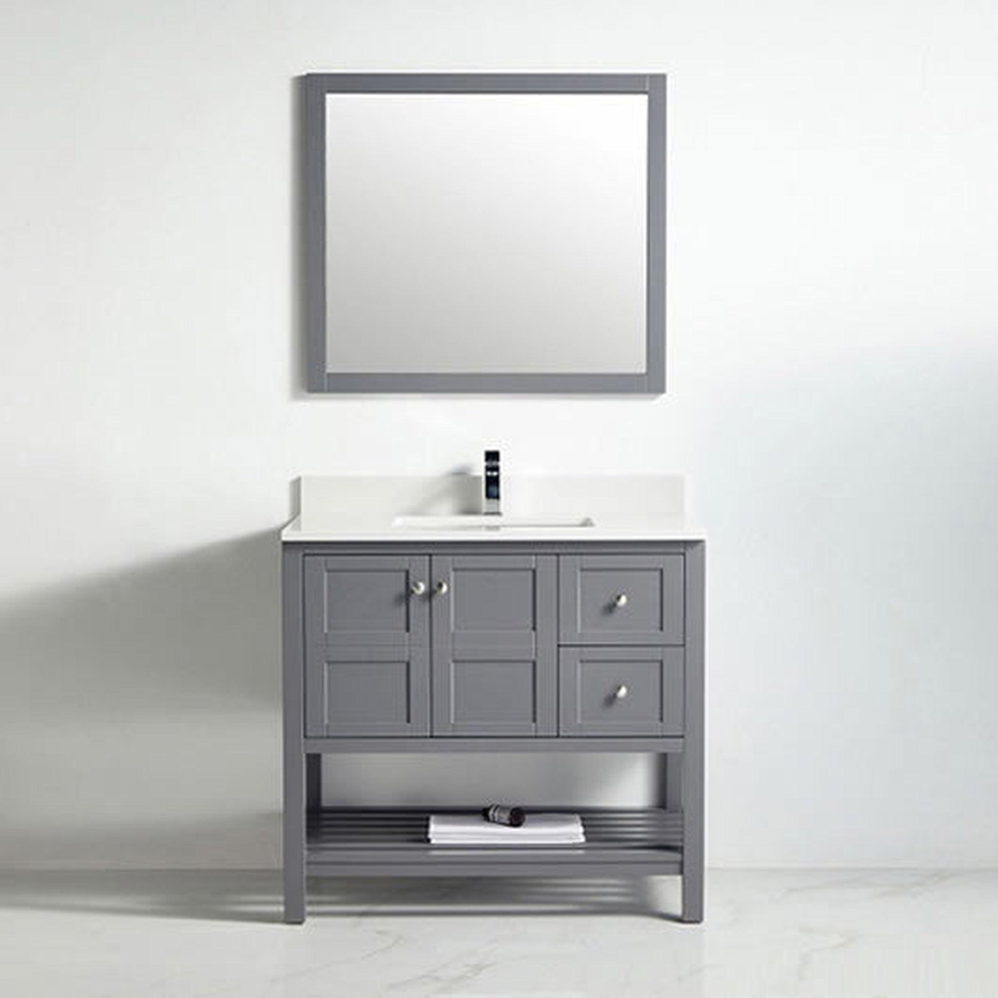 US Bath Store, BNK BCB1136R Austin Rock Grey Vanity Only Two Door Two Right Drawer Soft Close