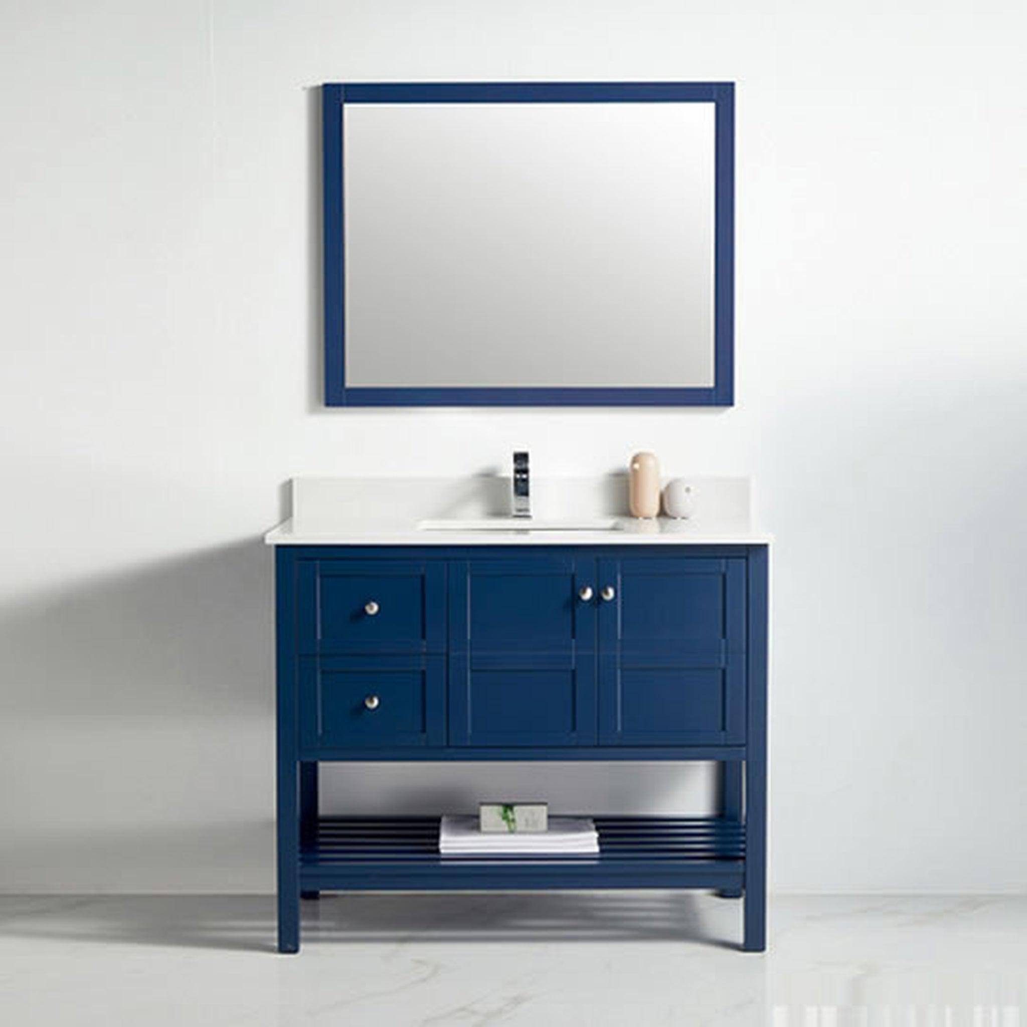 US Bath Store, BNK BCB1142L Austin Navy Blue Vanity Only Two Door Two Left Drawer Soft Close