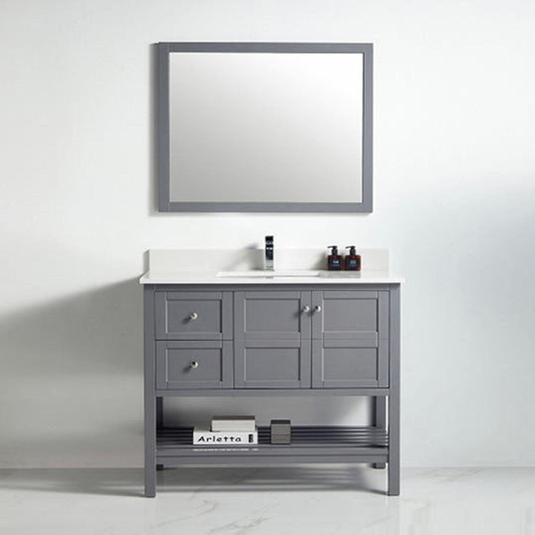 US Bath Store, BNK BCB1142L Austin Rock Grey Vanity Only Two Door Two Left Drawer Soft Close